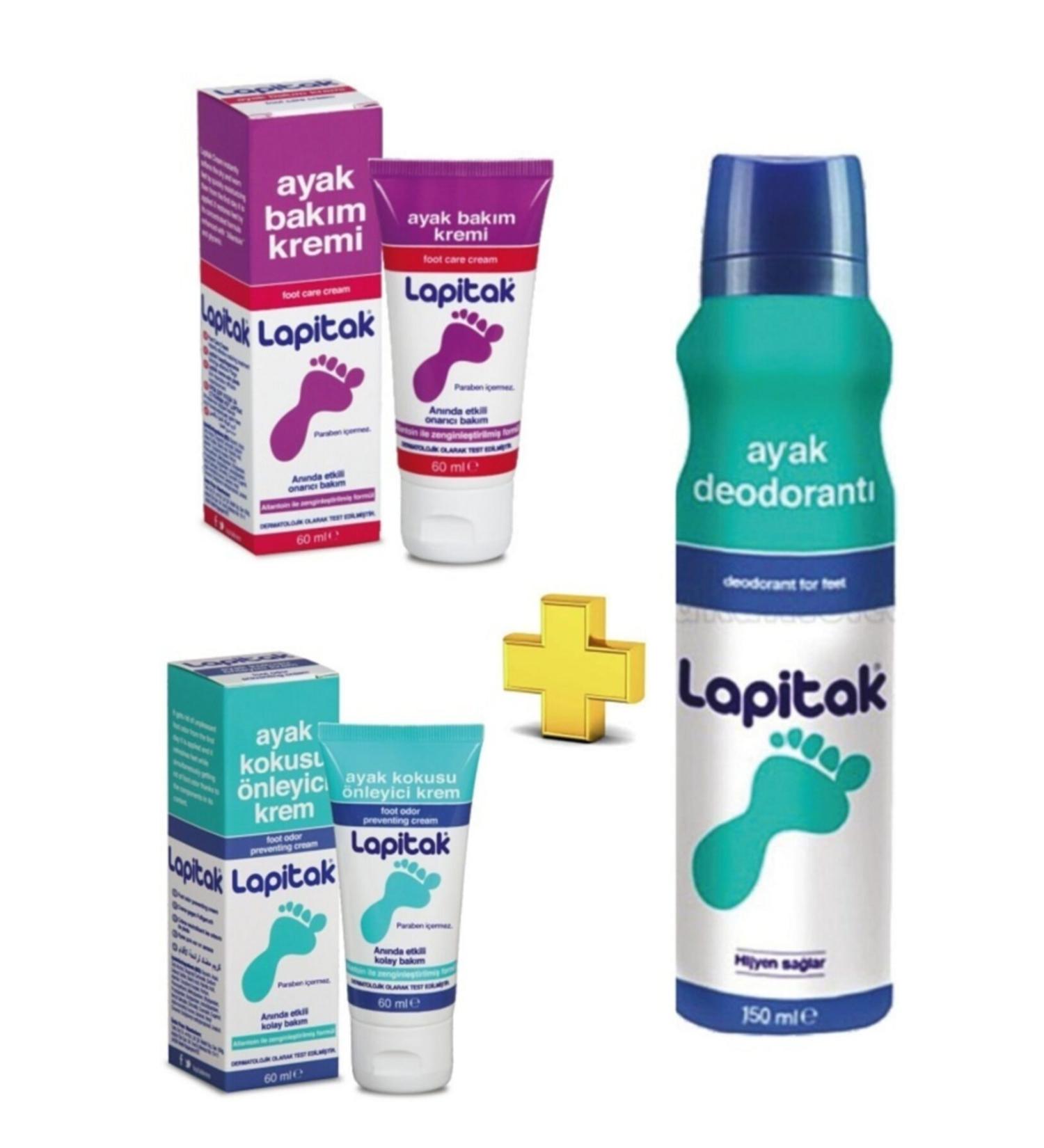Lapitak Foot Care Cream 60 Ml + Foot Odor Prevention Cream 60 Ml + Foot Deodorant 150 Ml
