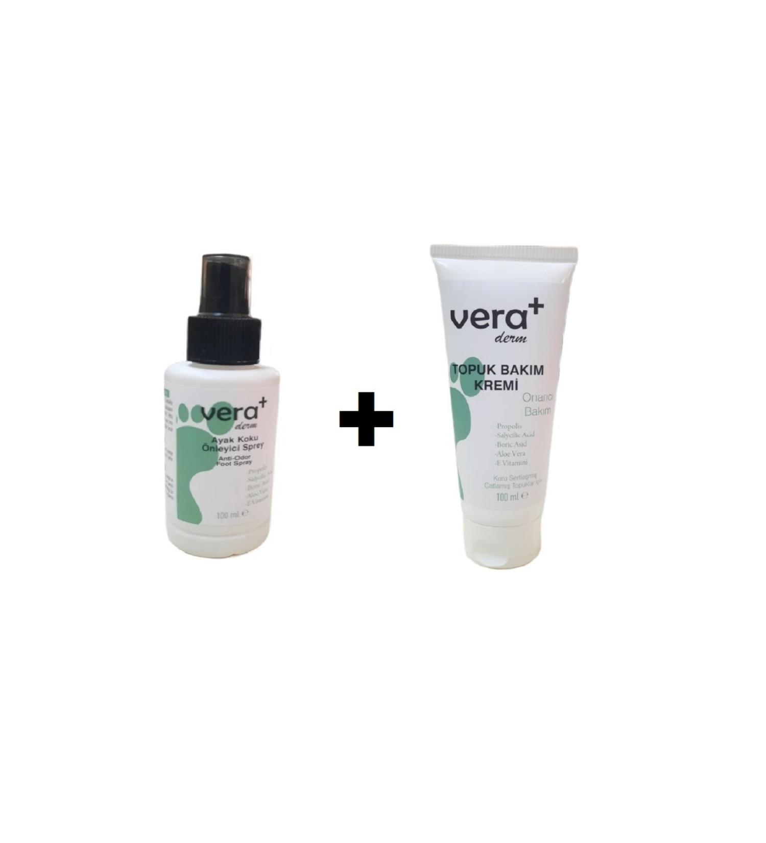 Vera Derm Foot Odor Prevention Spray 3 (PIECE) Derm Heel Crack and Foot Care Cream 3 (PIECE)