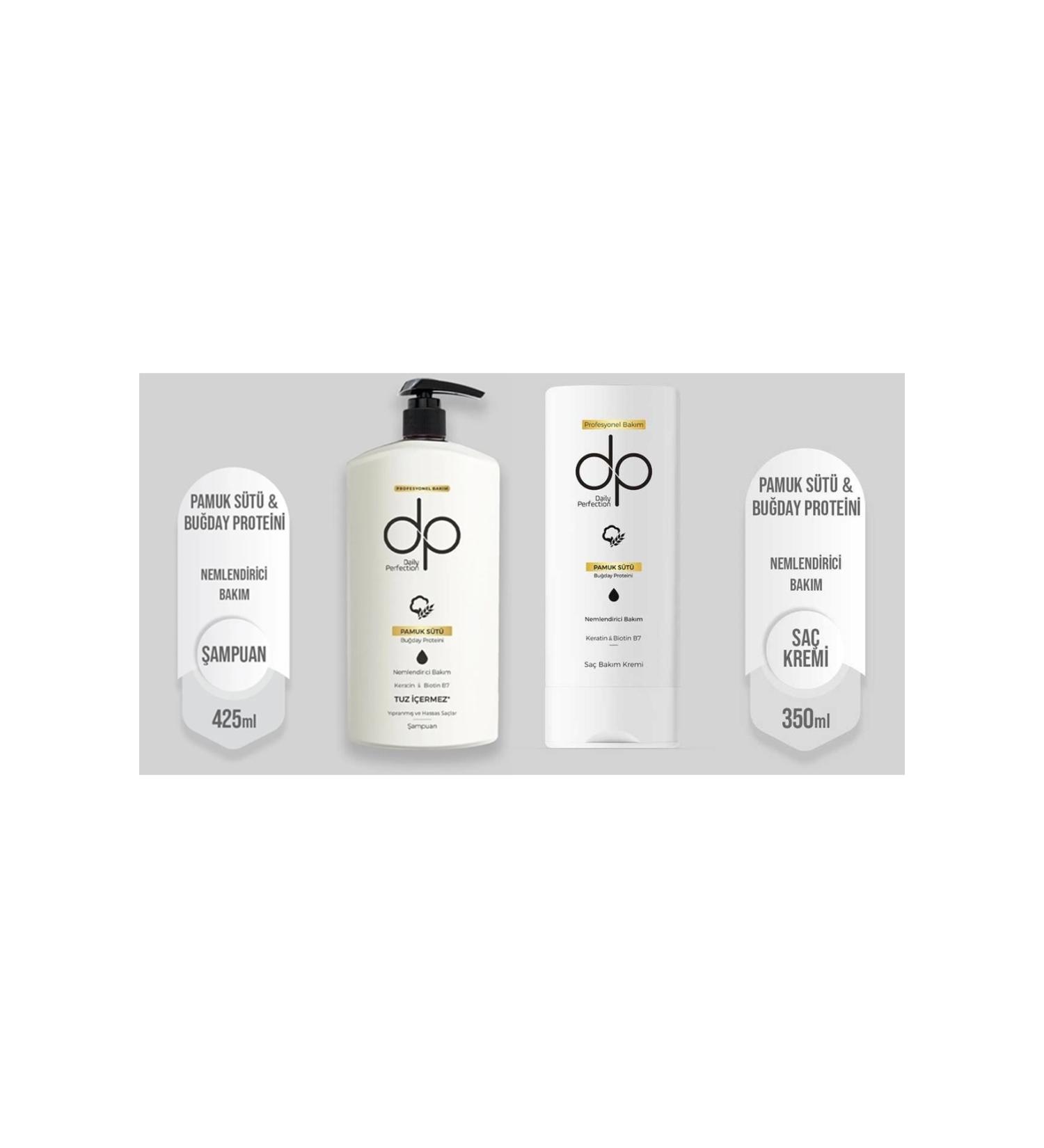 DP Daily Perfection Shampoo Cotton Milk Wheat Protein 425 ml + Cotton Milk Hair Care Conditioner 350 ml