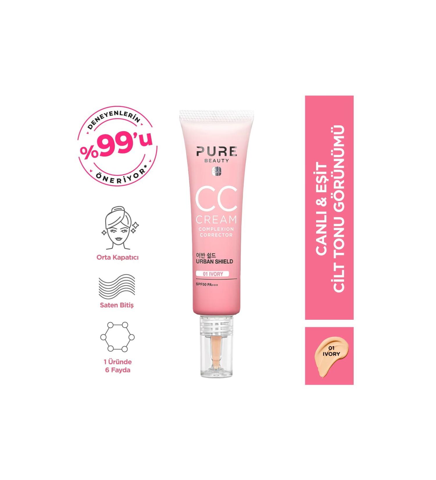 PURE BEAUTY CC Cream Spf50 Pa Ivory 30 ml