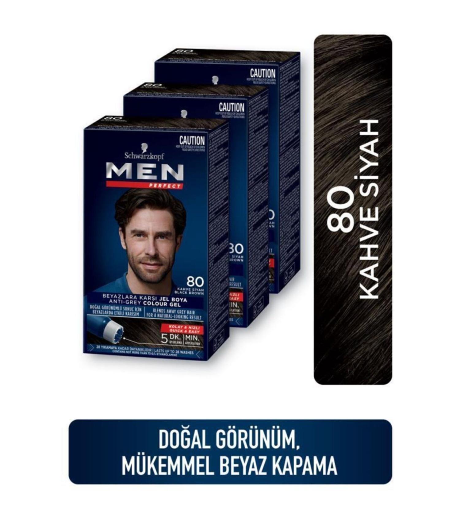 Men Perfect Hair Dye 80 - Brown Black X 3 Pieces - Buy Online on GoSupps.com