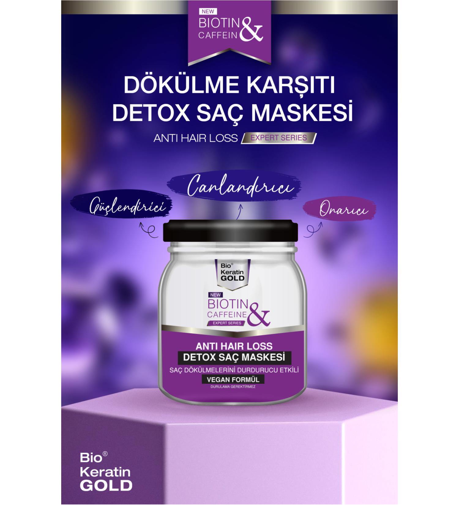 Bio Keratin Gold Biotin & Caffeine Anti Hair Loss Fast Growth Effective Hair Detox 210 ml - Buy Online on GoSupps.com