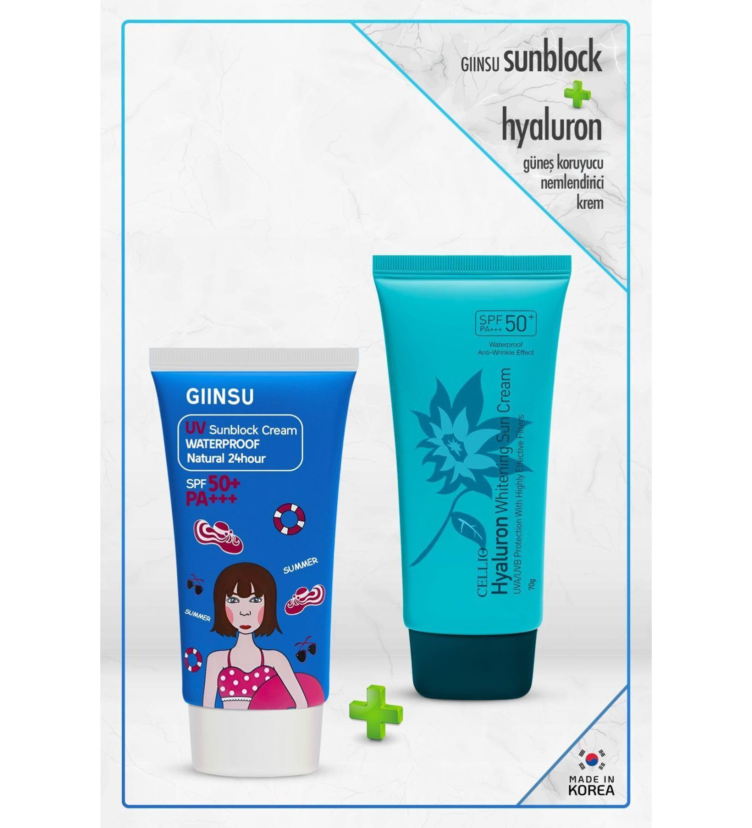 DR. CELLIO 2-pack Sun Cream Sunscreen Moisturizing Cream with Giinsu + Hylauron Spf50 Pa Uva/uvb