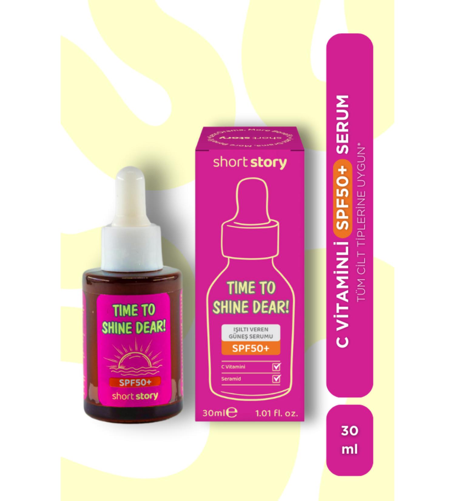 short story Time To Shine Dear! Shining sun serum spf50+ vitamin C Ceramide containing Multi Formula 30 ml - Buy Online on GoSupps.com