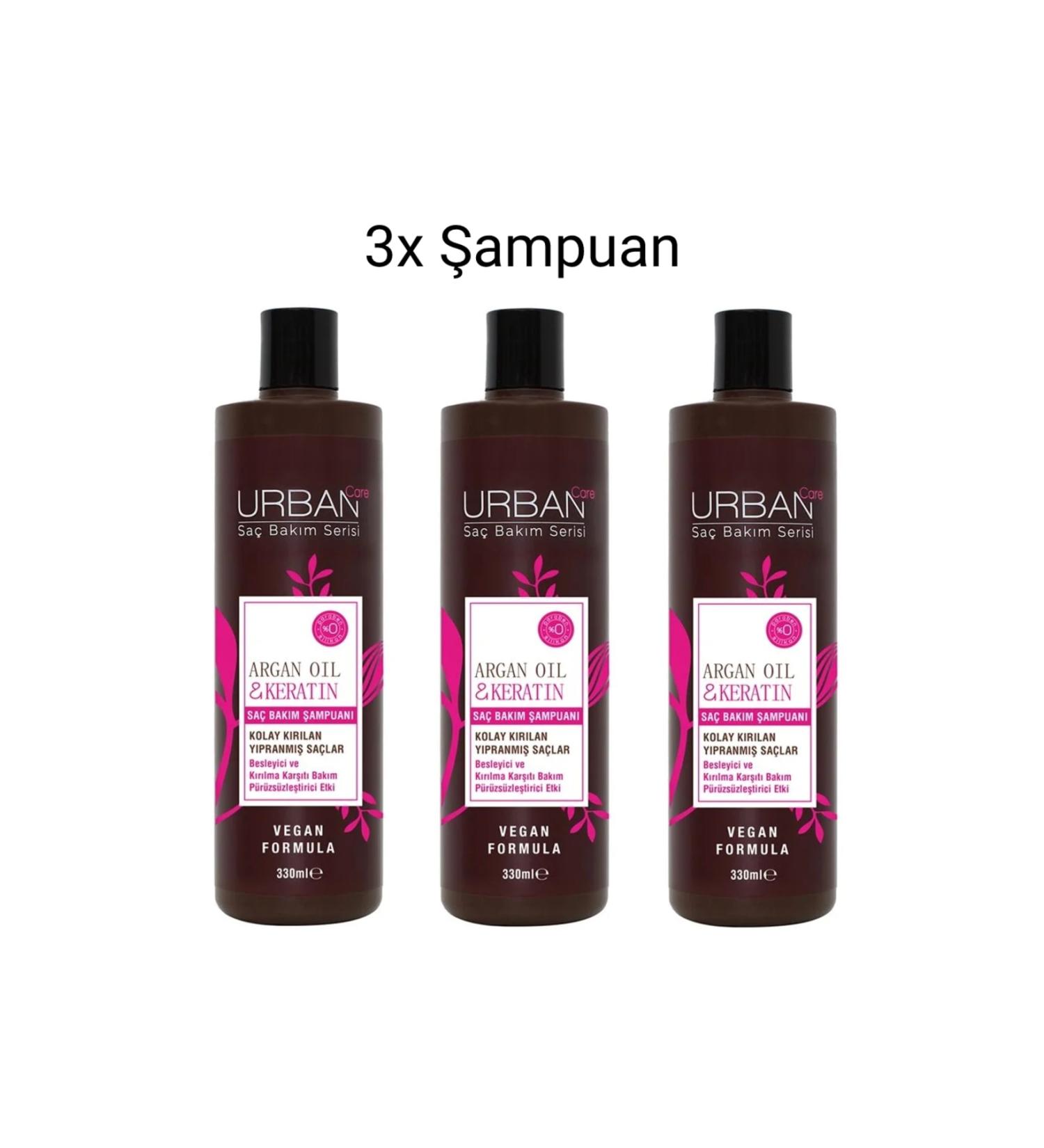 Urban Care Argan & Keratin Shampoo 330ml Set of 3