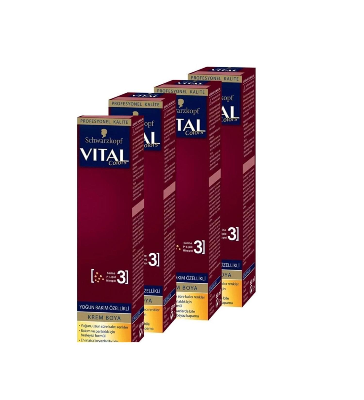 Vital Colors Cream Hair Dye 1-1 Night Black X 4 Pieces