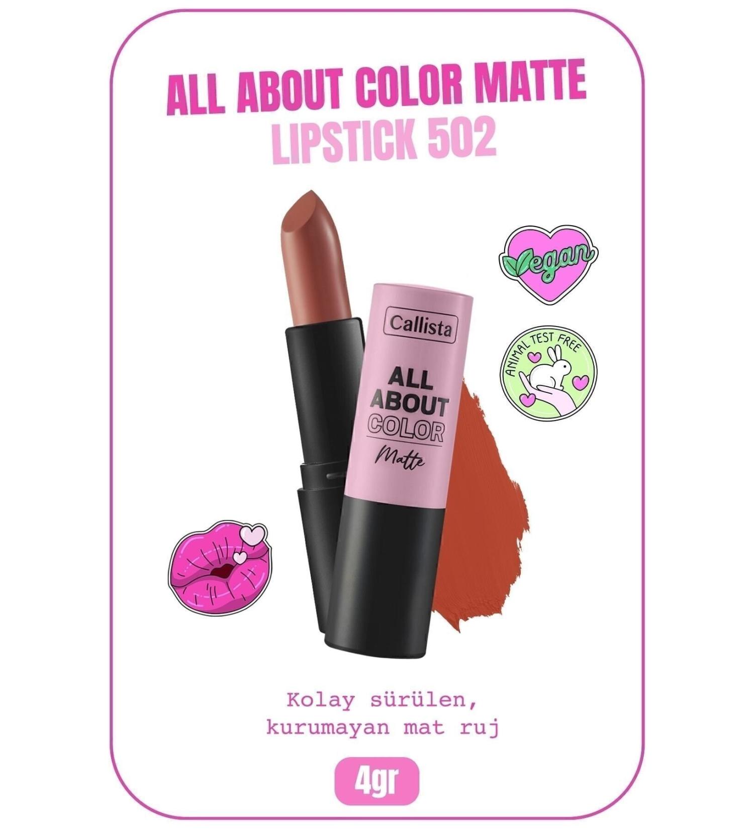 Callista All About Color Matte Lipstick Moisturizing Matte Lipstick - 502 My Empire - Orange - Buy Online on GoSupps.com