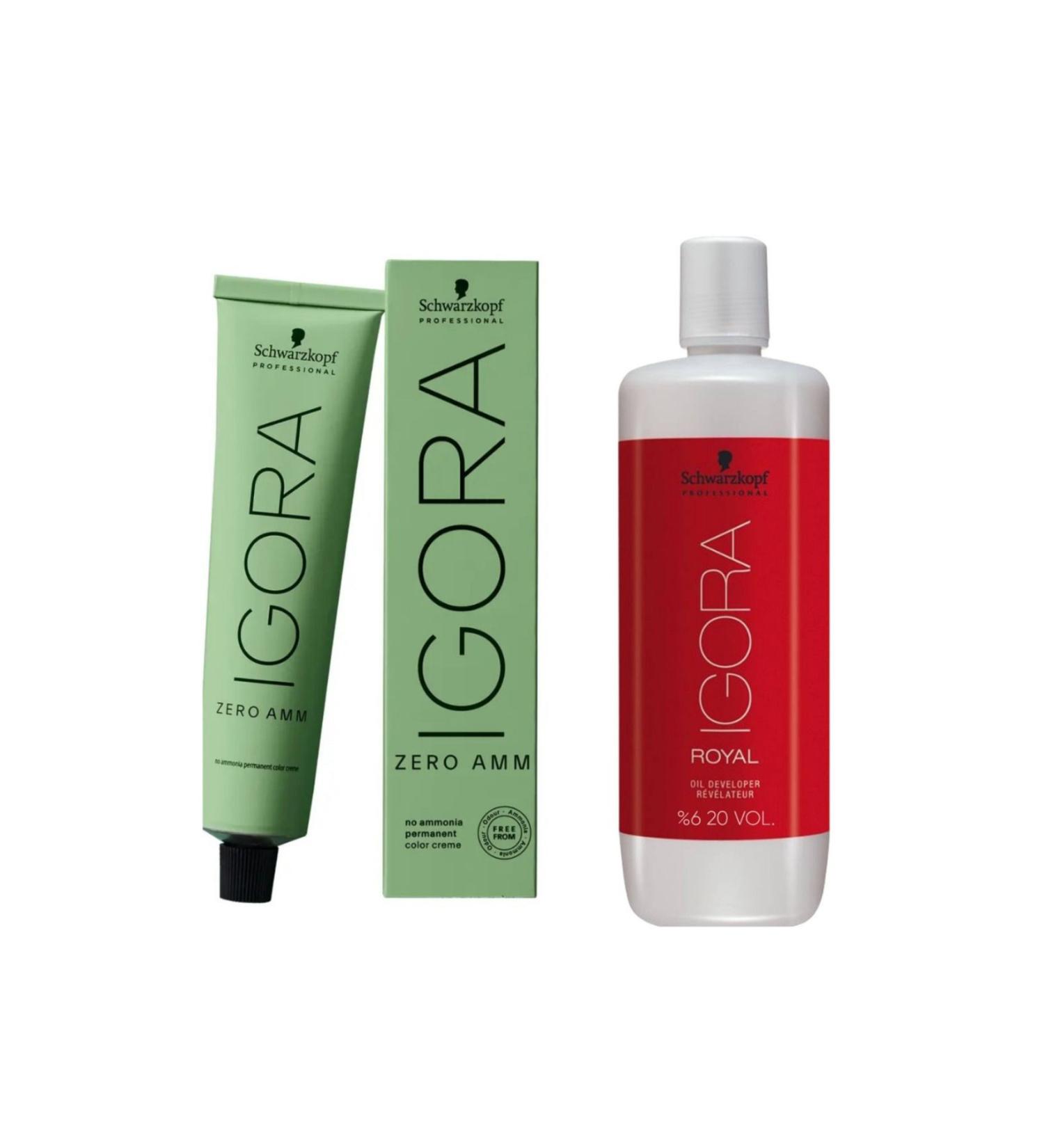 Igora 4 Pieces Schwarzkopf Igora Zero Amm 4-68 Hair Dye + Oxidant 1000 ml