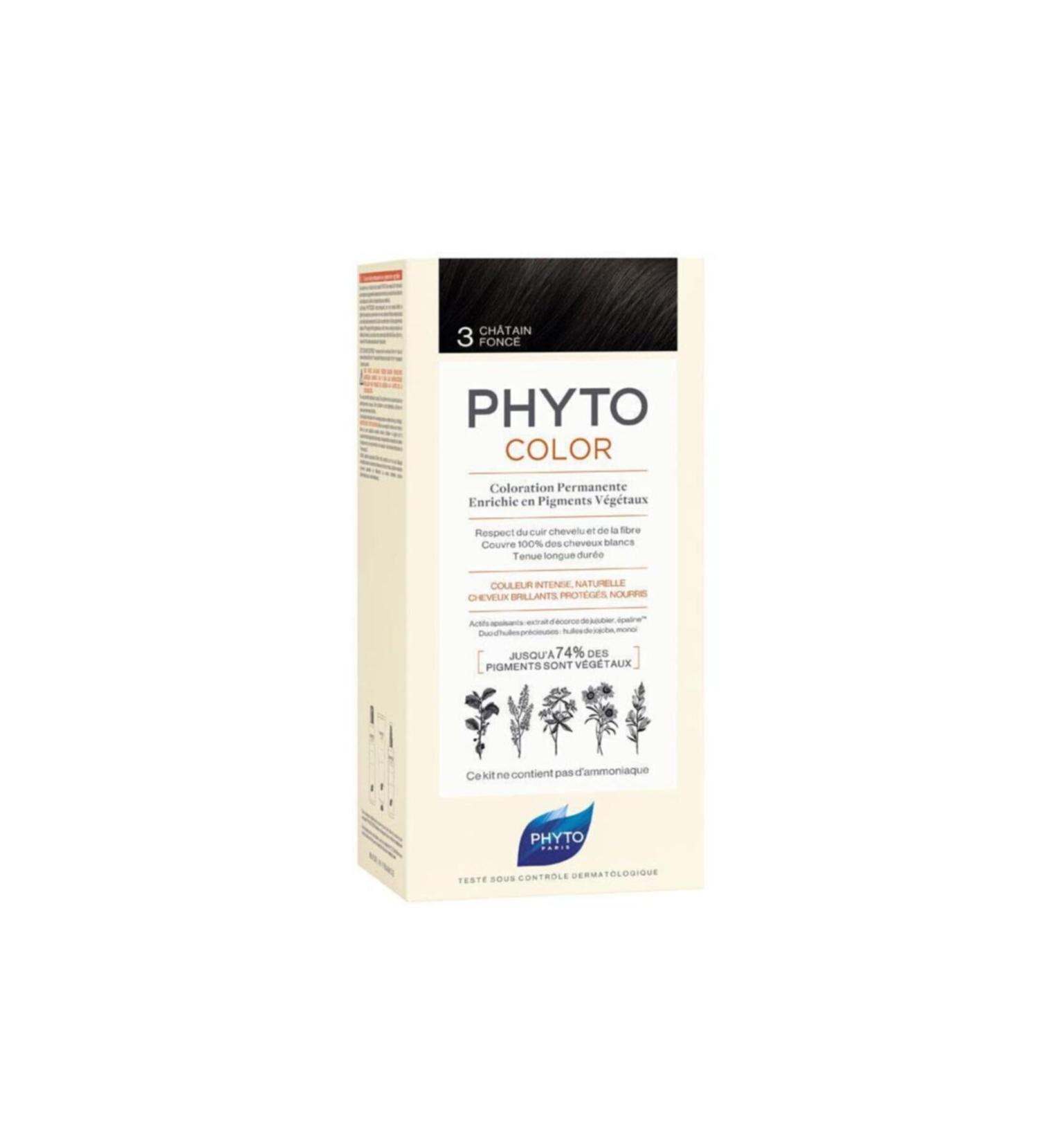 Phyto Hair Care Phyto Phytocolor Herbal Hair Dye - 3 Dark Chestnut - White Concealer Effect