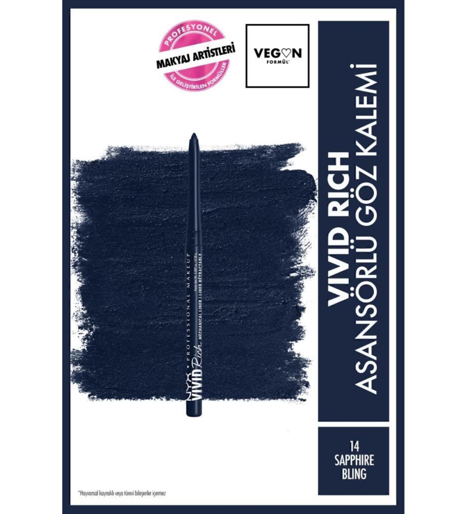 NYX Professional Makeup Vivid Rich Lift Eye Pencil - 14 Sapphire Bling - Buy Online on GoSupps.com