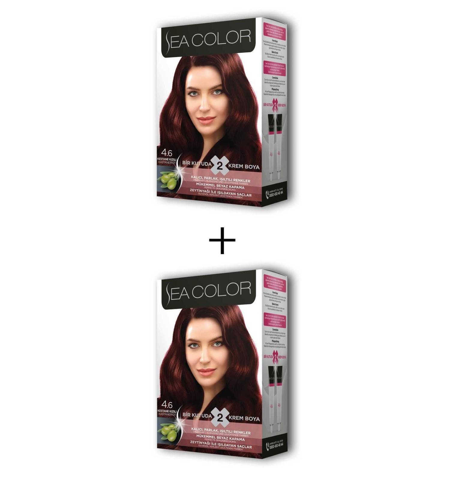 Easy Supply 2X2 Tube Cream Hair Dye Set Chestnut Red No: 4.6
