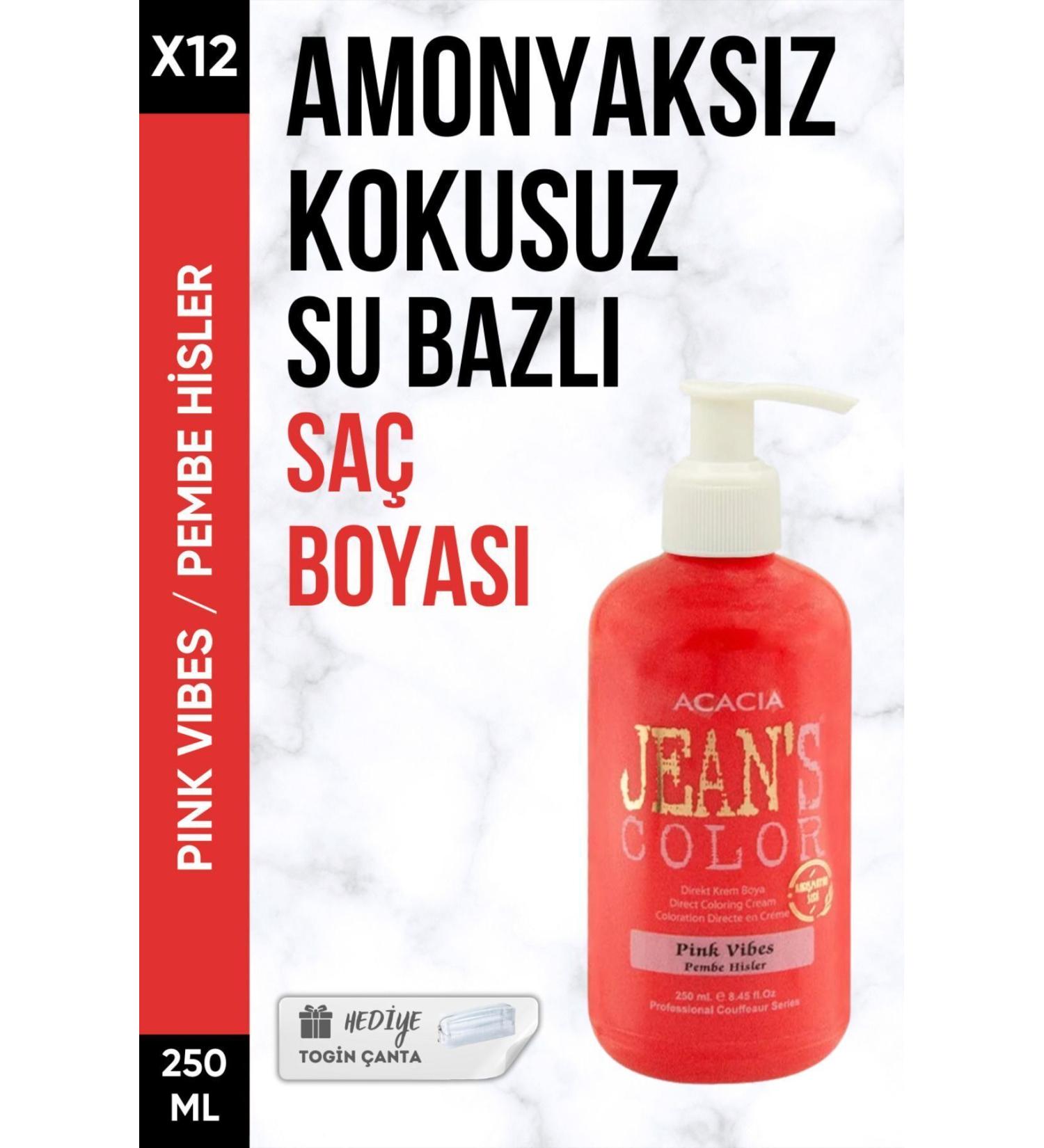 Acacia Ammonia Free Pink Feelings Color Hair Dye 250 Ml X12 Pieces + Togin Bag Gift