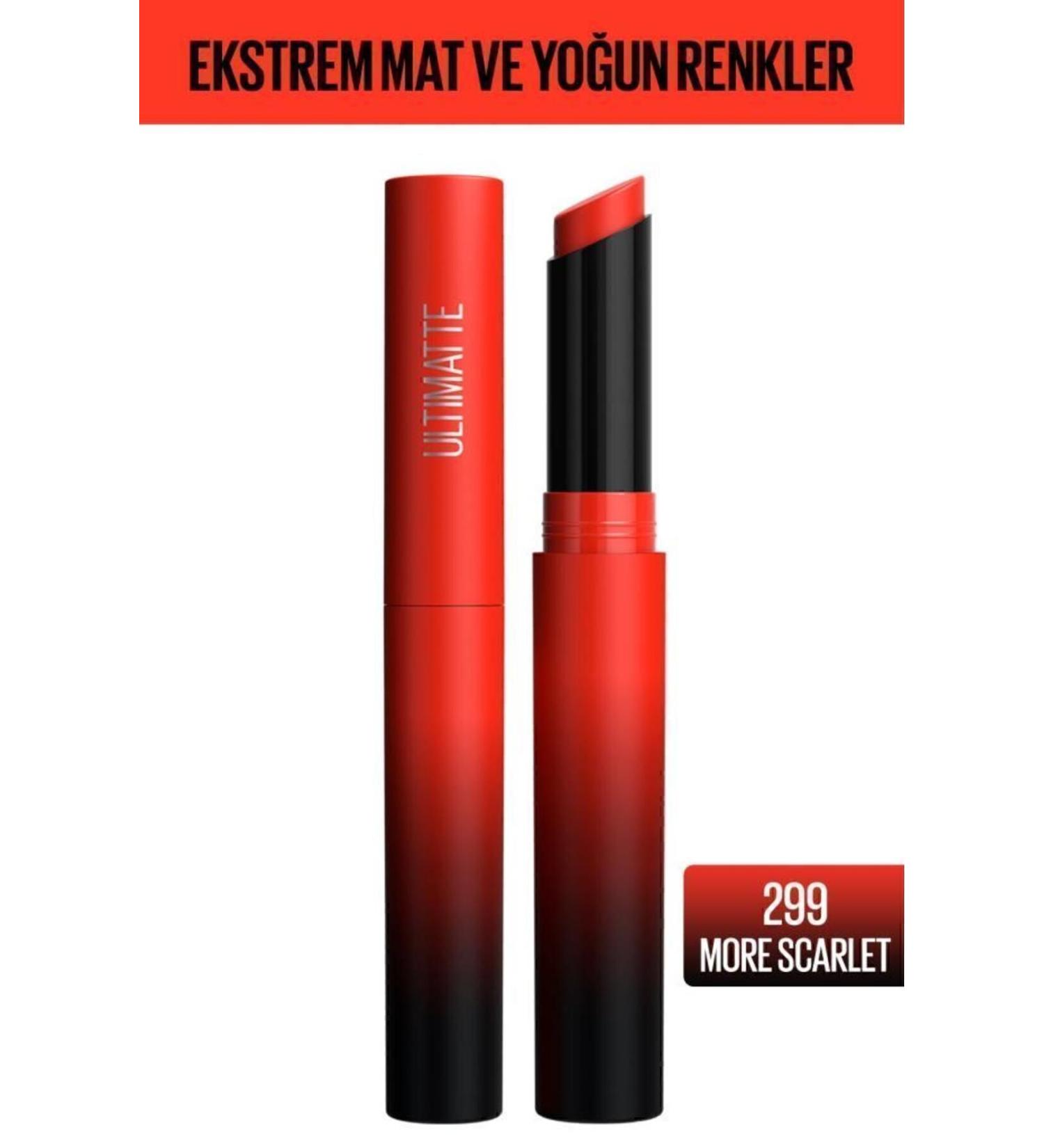 Maybelline New York Color Sensational Ultimatte Matte Lipstick - 299 More Scarlet (RED) - Buy Online on GoSupps.com