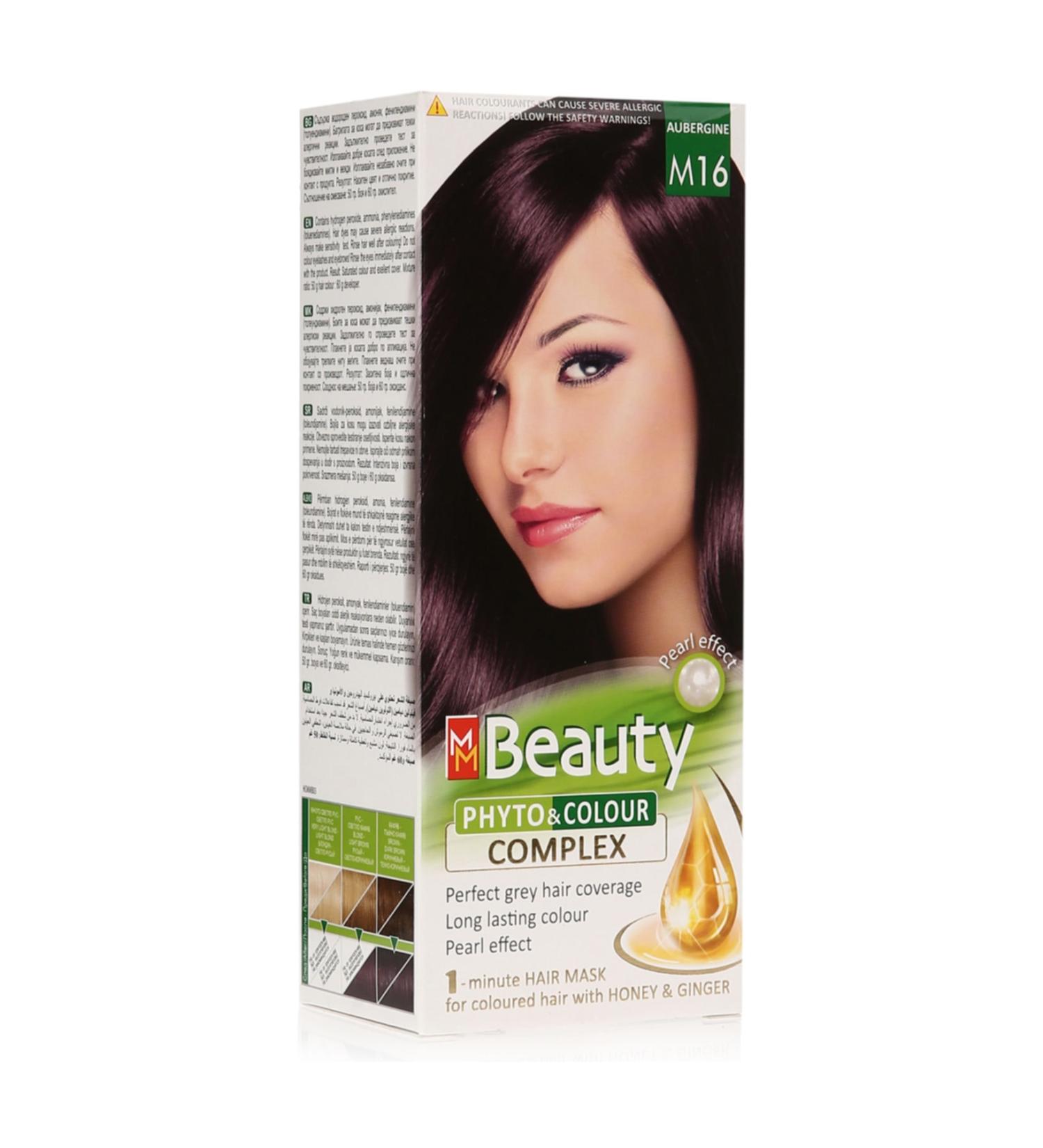 MM Beauty Herbal Hair Dye M16 Eggplant Color 110 Gr (50 Gr Dye Tube 60 Gr Oxidizer)