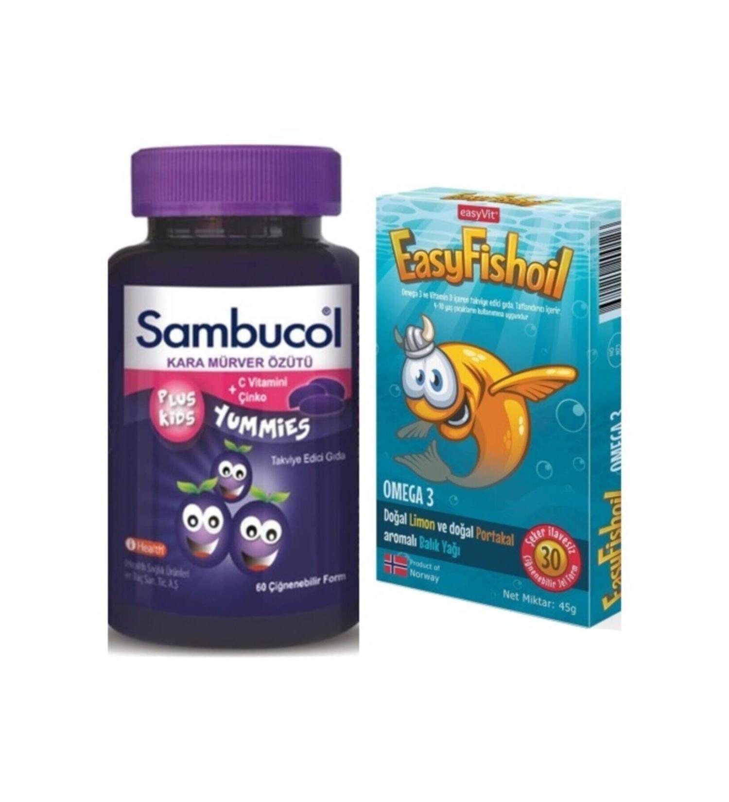 Sambucol Plus Kids Yummies 60 Tablets And Easyfishoil Omega 3 30 Gel Tablets