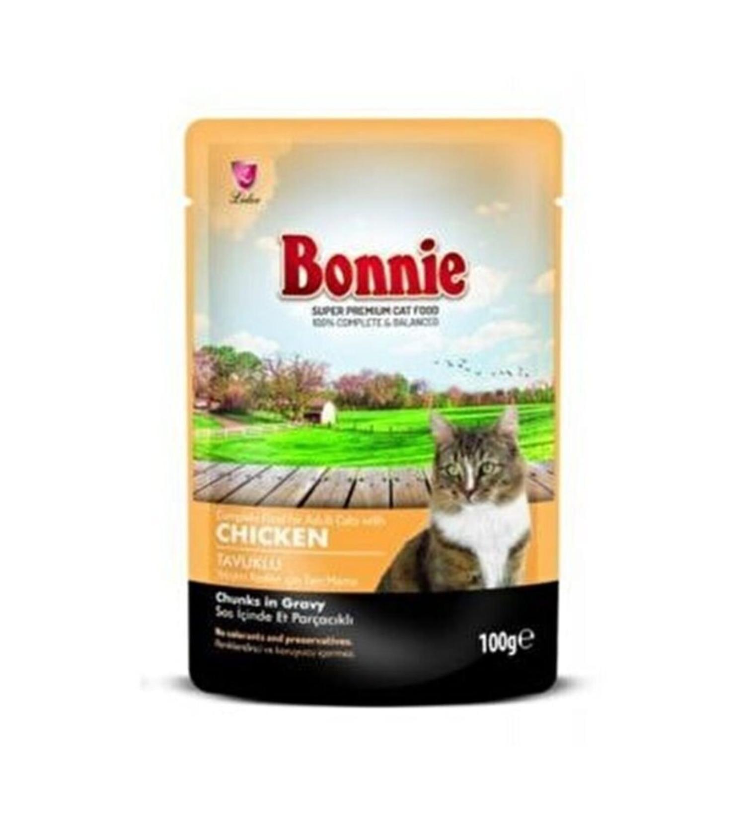 Bonnie Chicken Pouch Jelly Cat Canned Food 100 Gr X 6 Pieces