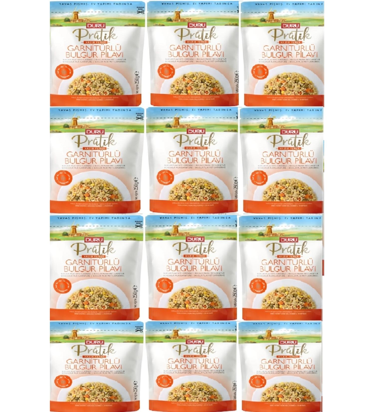 Duru Practical Bulgur Pilaf with Garnish 250 Gr X 12 Pieces 3 Minute Ready Meal