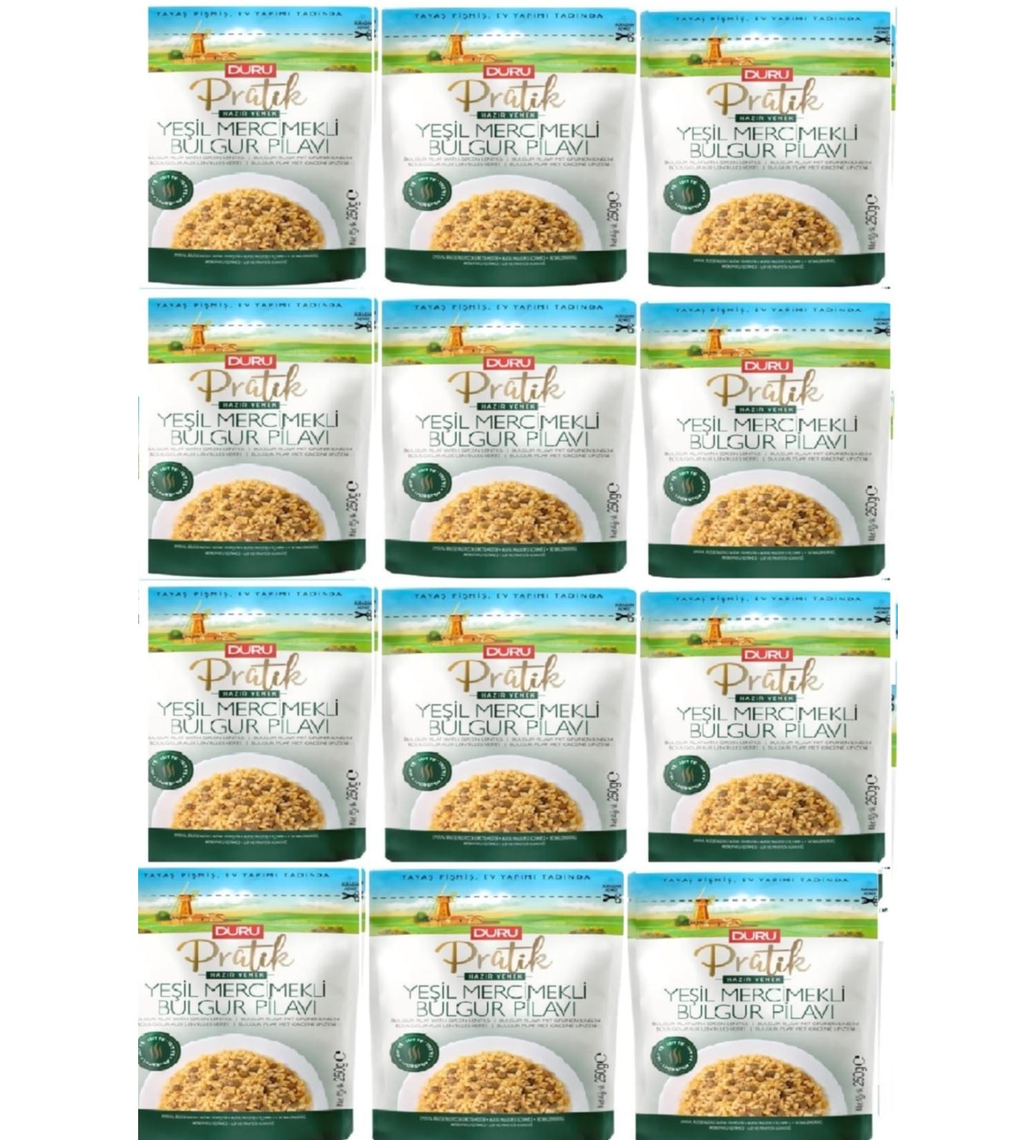 Duru Practical Green Lentil Bulgur Pilaf 250 Gr X 12 Pieces 3 Minute Ready Meal