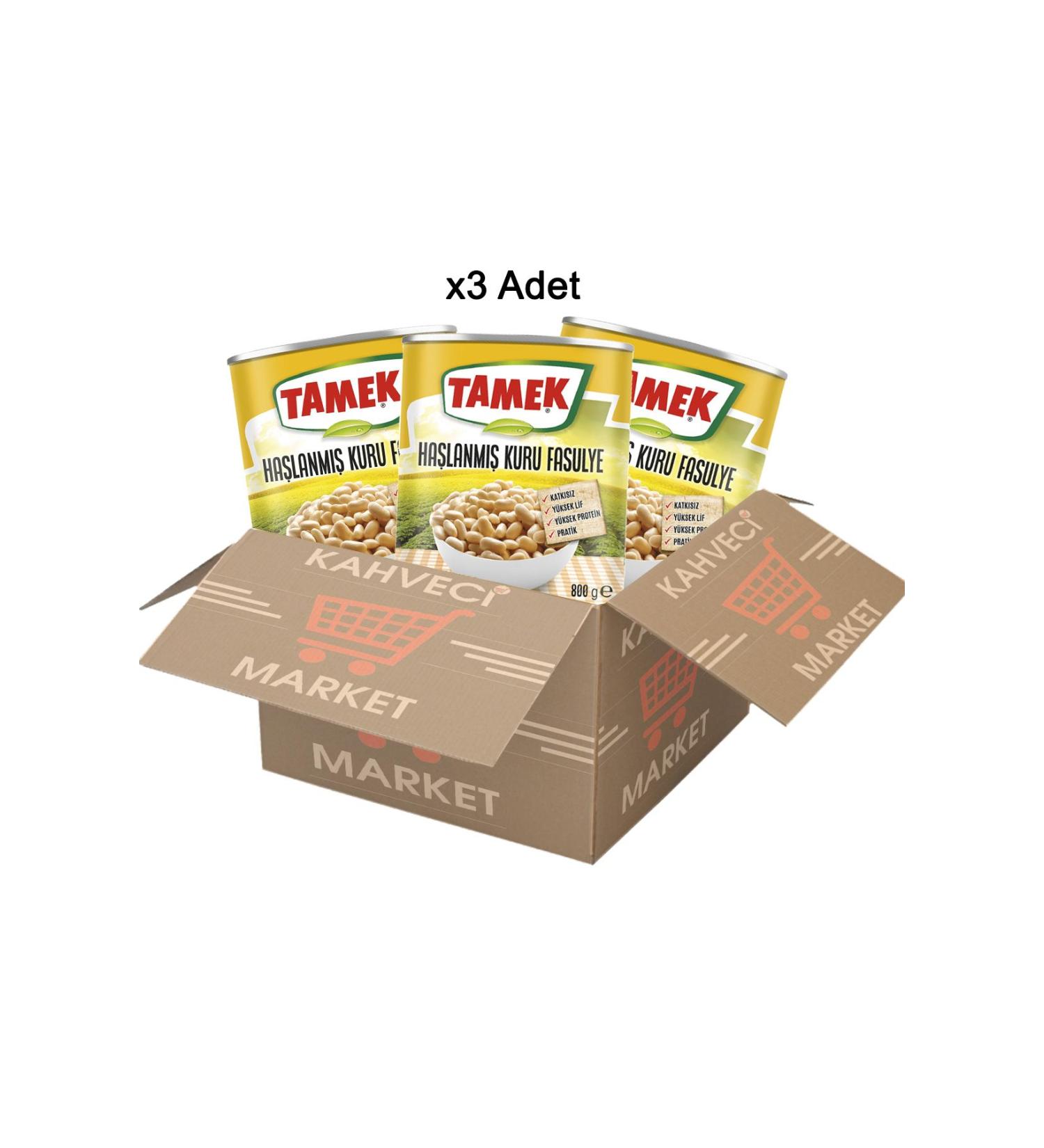 TAMEK Boiled Dry Beans 800 Gr x 3 Pack Advantageous Economical Dry Beans Canned
