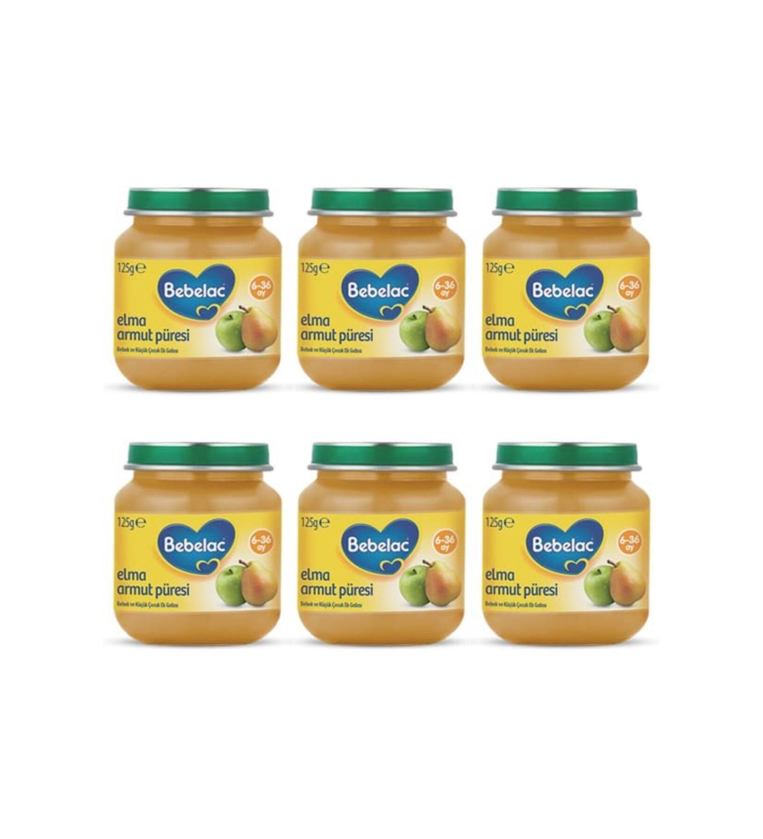 Bebelac Apple Pear Puree Jar Food 125 gr X 6 Pieces