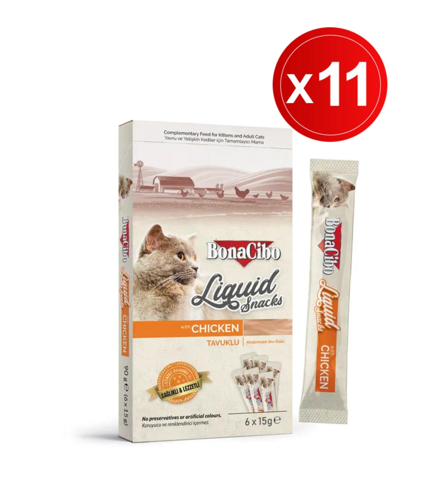 BonaCibo Chicken Snack Liquid Reward (6x15 Gr) X 11 Packs