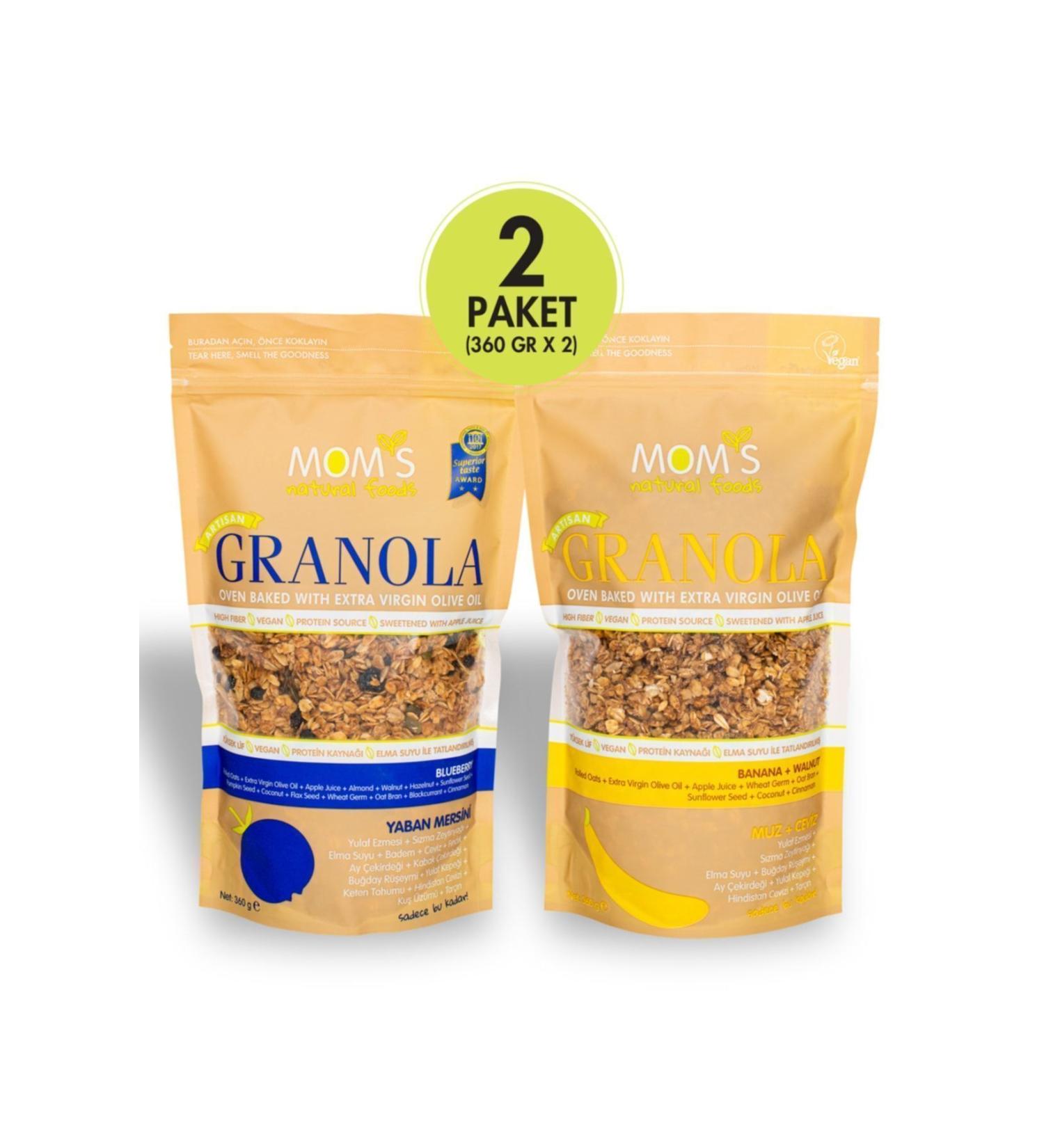 Mom's Natural Foods 2-PACK GRANOLA - BLUEBERRY 360 G - BANANA WALNUT 360 G - Buy Online on GoSupps.com