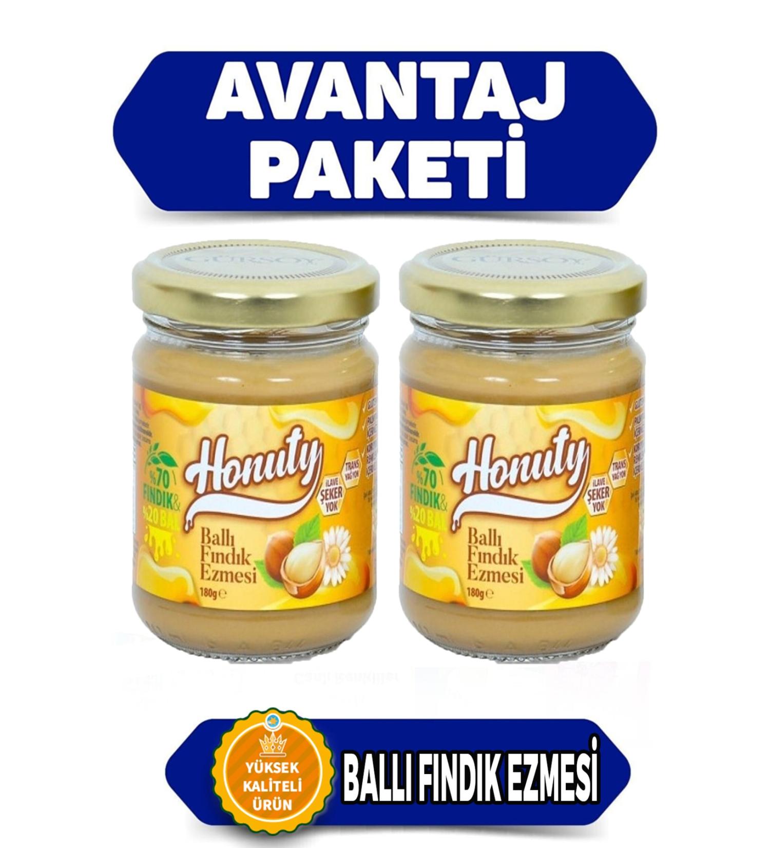 Gursoy Karadeniz Pure Honey Hazelnut Paste Additive-Free and Natural Preservative-Free Advantage Package 2 Pieces