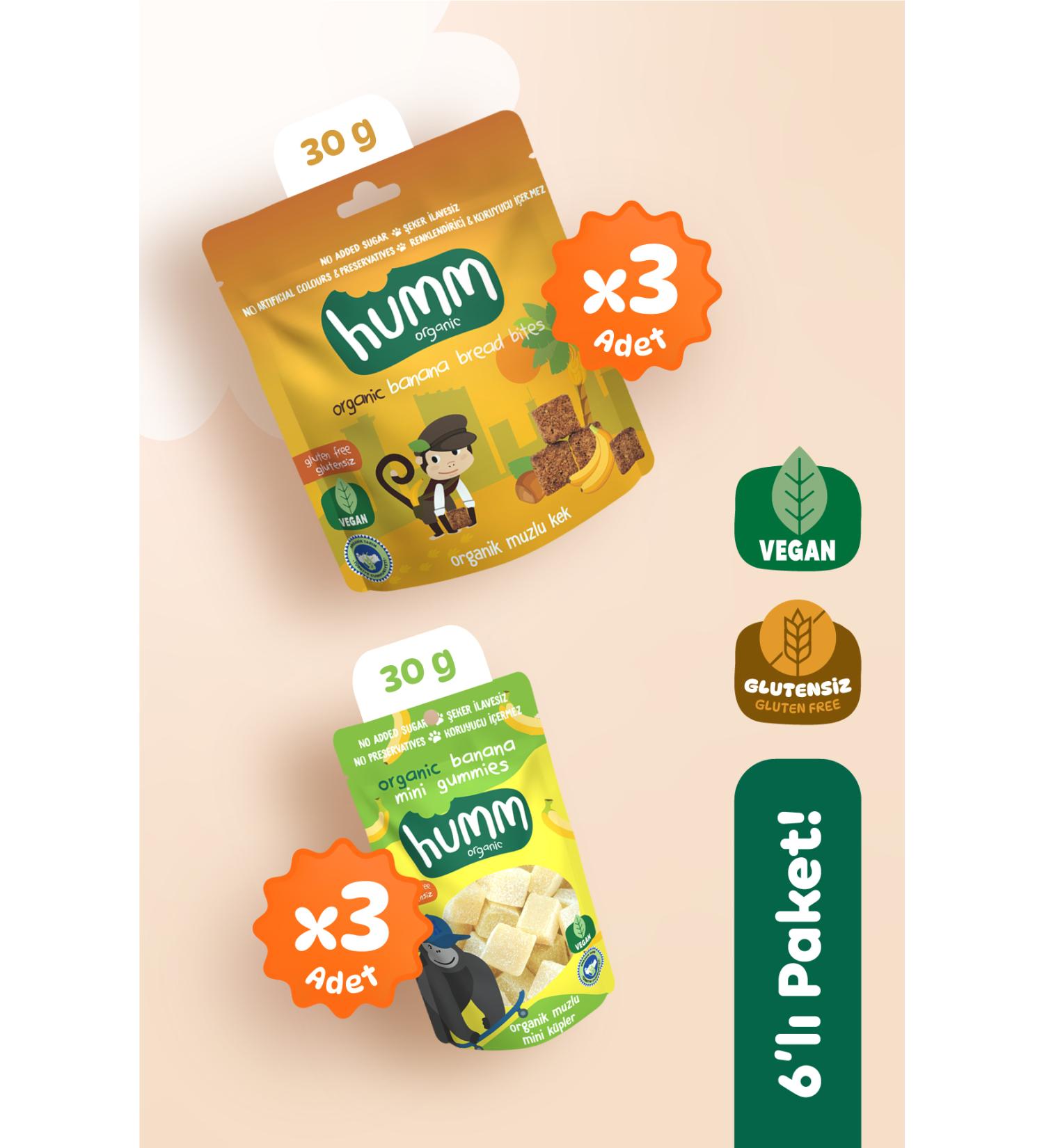 Humm Organic Organic Gluten-Free Vegan Banana Mini Cubes 30 G (PACK OF TWO)