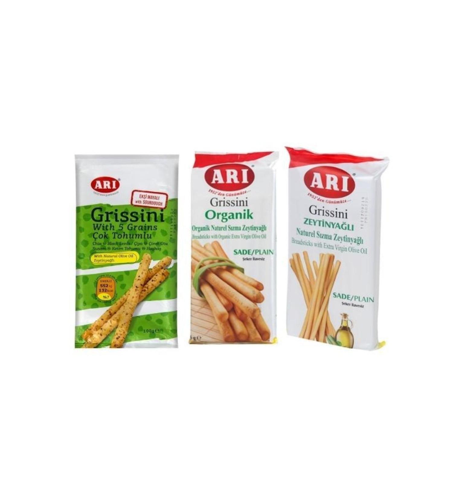 Bee Grissini 3-Pack Organic Plain and Multi-Seeded with Olive Oil