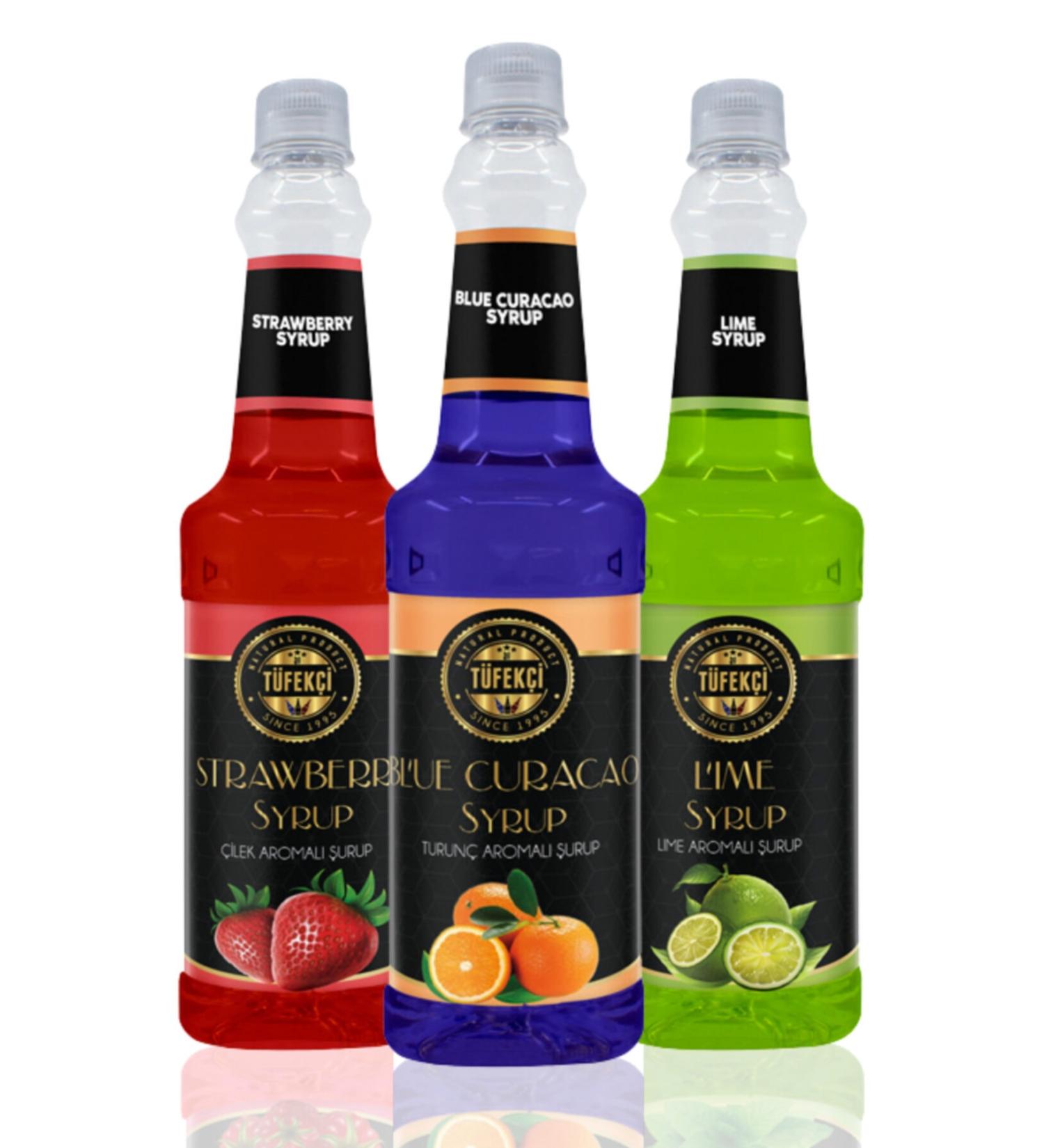By T fek i Strawberry Blue Curacao and Lime Syrup 3x750 ml