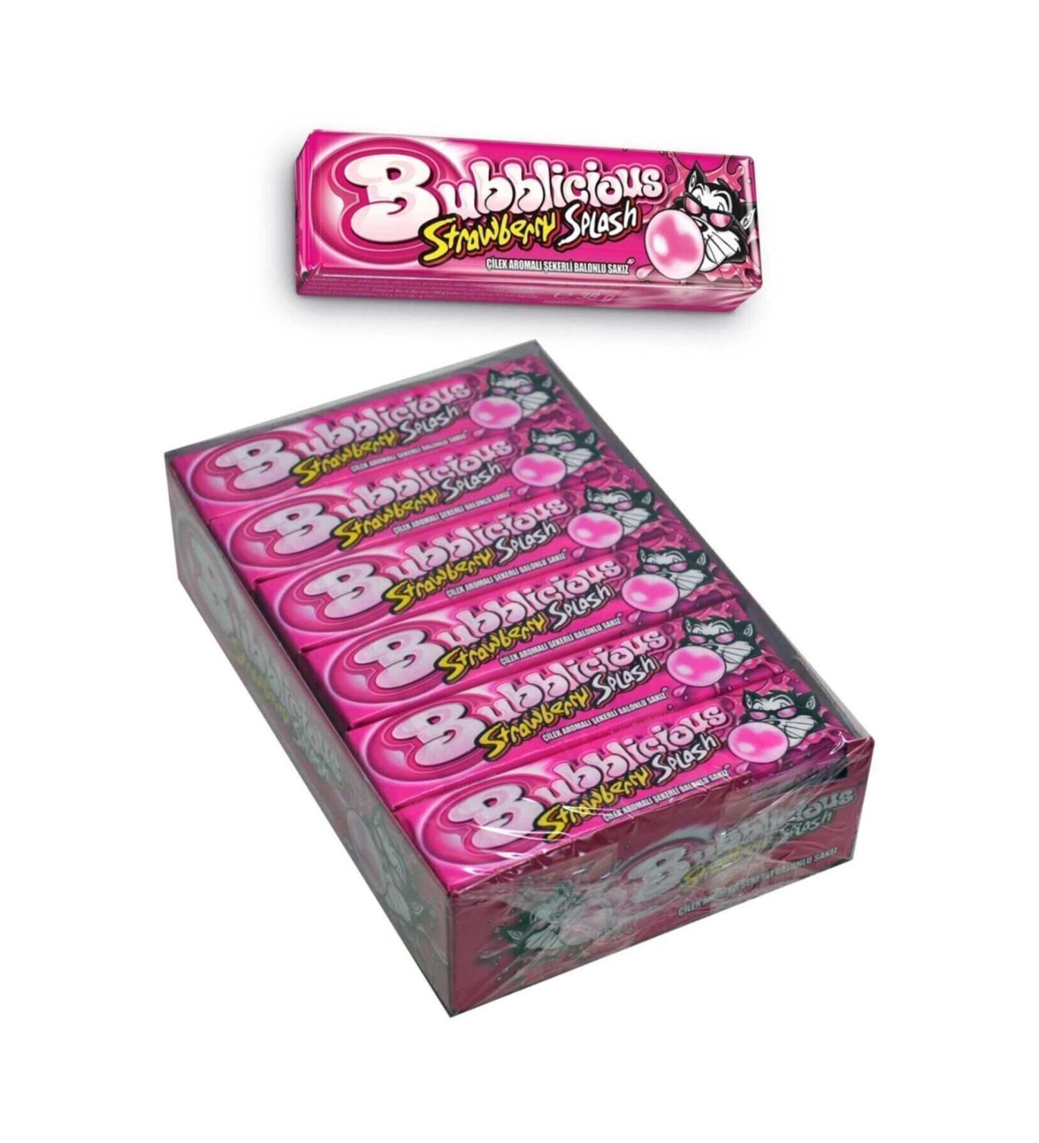 Mondelez Bubblicious Gum 38 gr X 18 Pack Strawberry Flavored Sugar Bubble Gum