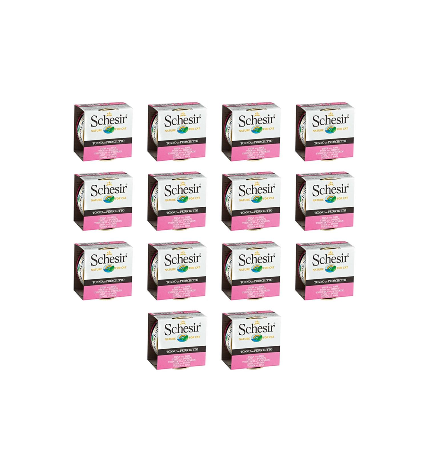 Schesir Tuna Ham Jelly Cat Canned Food 85 Gr 14 Pieces