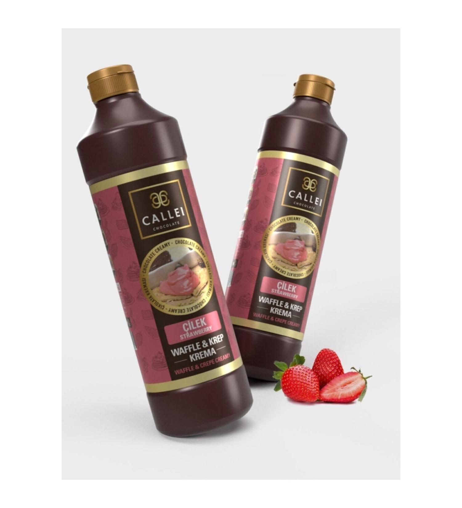 Callei Waffle Sauce Bottle 1000 gr Strawberry