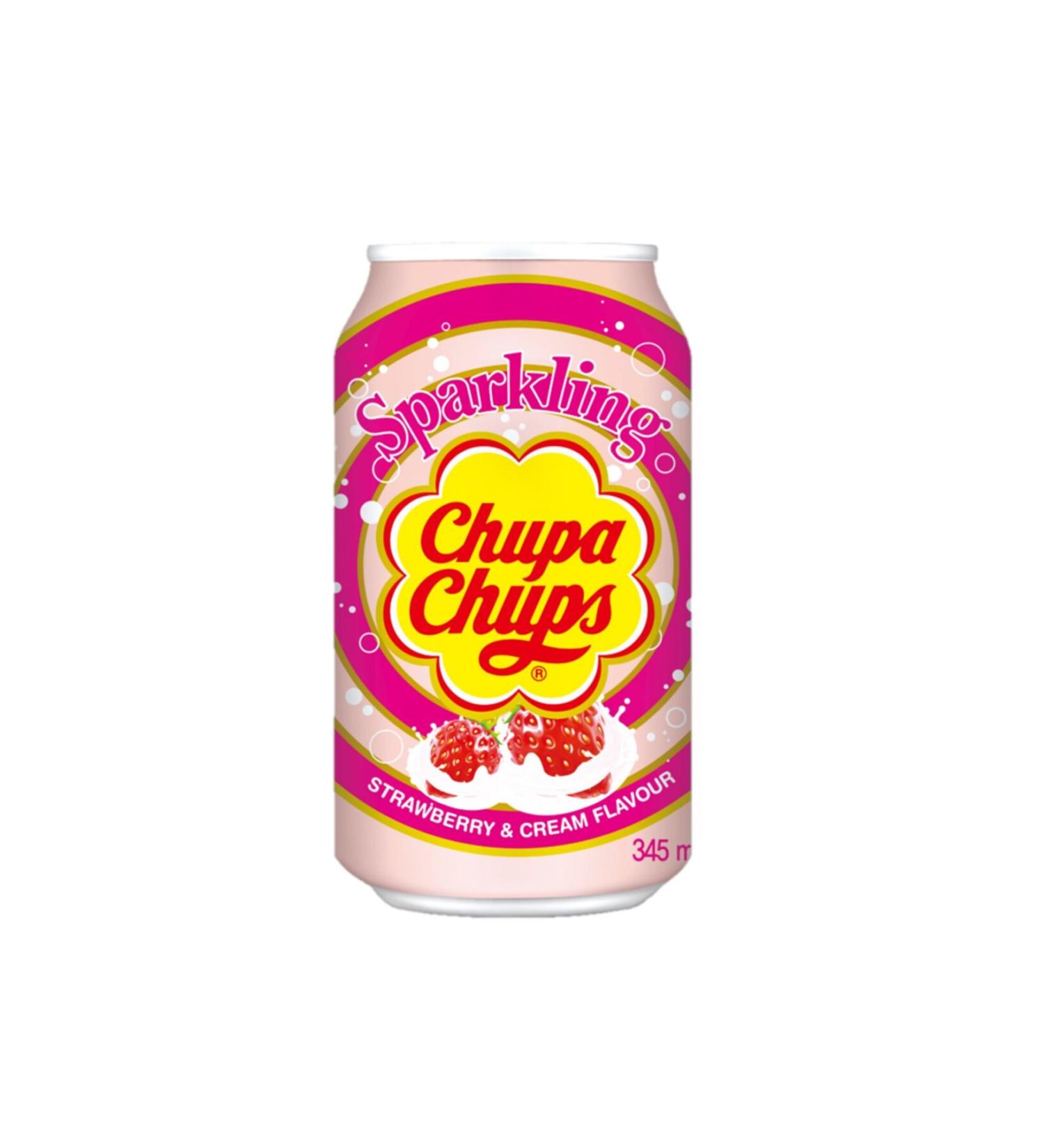 Chupa Chups Sparkling Strawberry & Cream Flavored Carbonated Drink 345 Ml - Buy Online on GoSupps.com