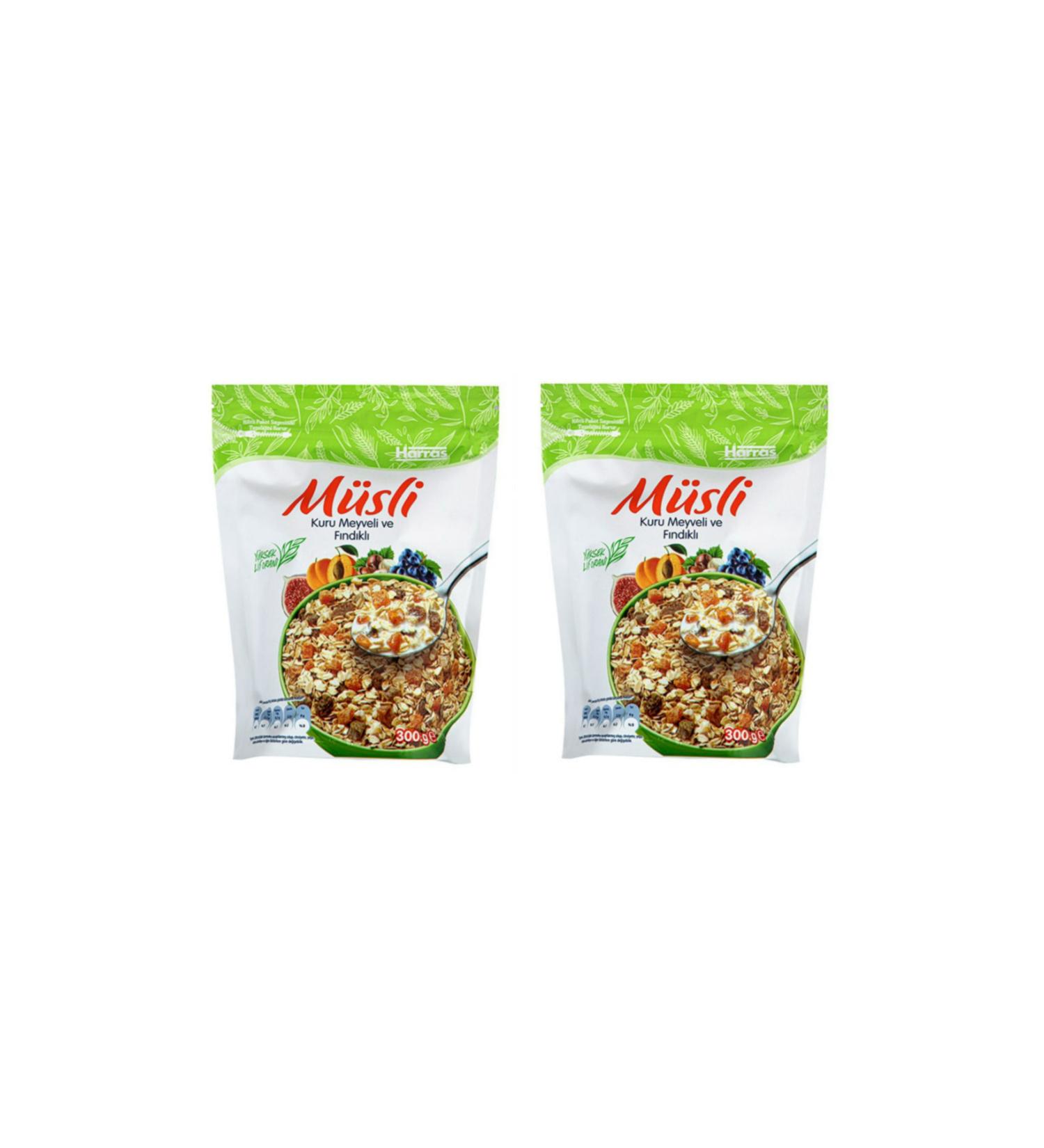 Harras Muesli with Dried Fruits and Hazelnuts 300 gr X 2 Pieces