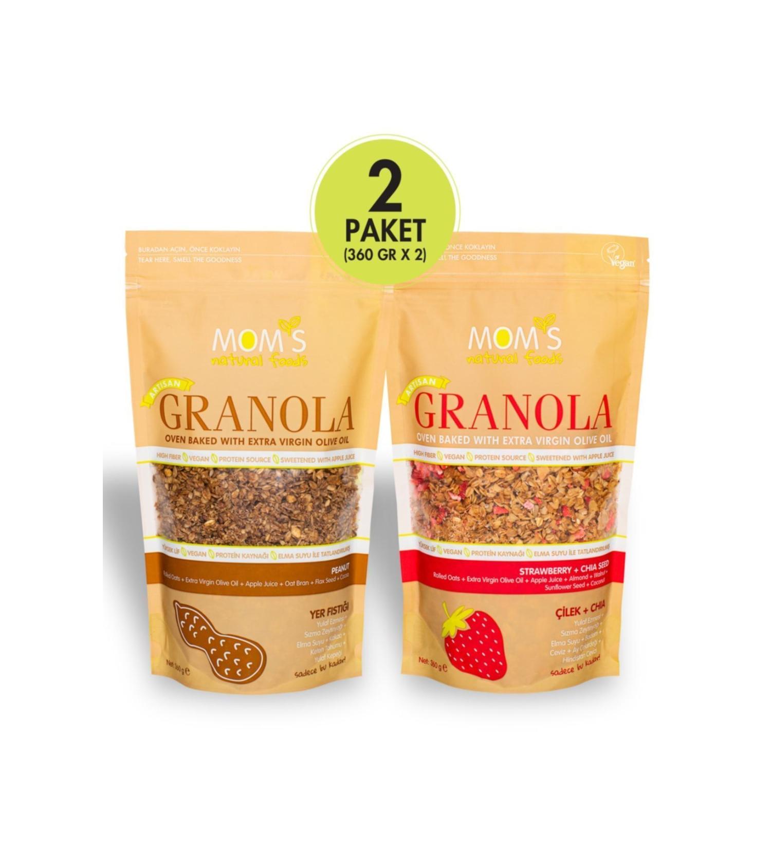Mom's Natural Foods 2-PACK GRANOLA STRAWBERRY CHIA 360 G - PEANUT 360 G