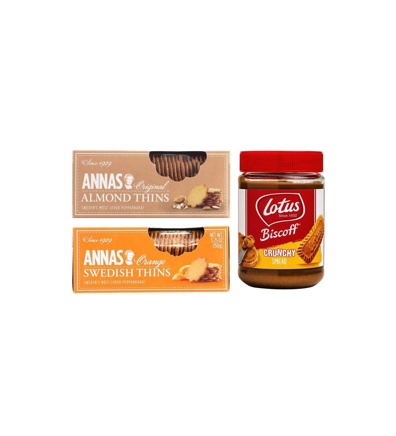 Lotus Biscoff Spread Crunchy + Annas Almond + Annas Orange 3 Pack