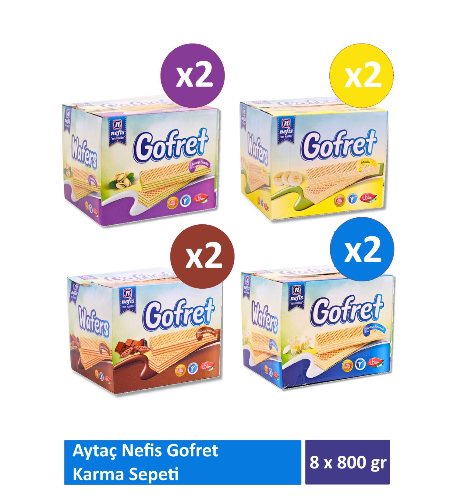 Ayta Delicious Wafer 2 Pieces Cocoa Cream + 2 Pieces Vanilla + 2 Pieces Banana + 2 Pieces Pistachio (800 gr)