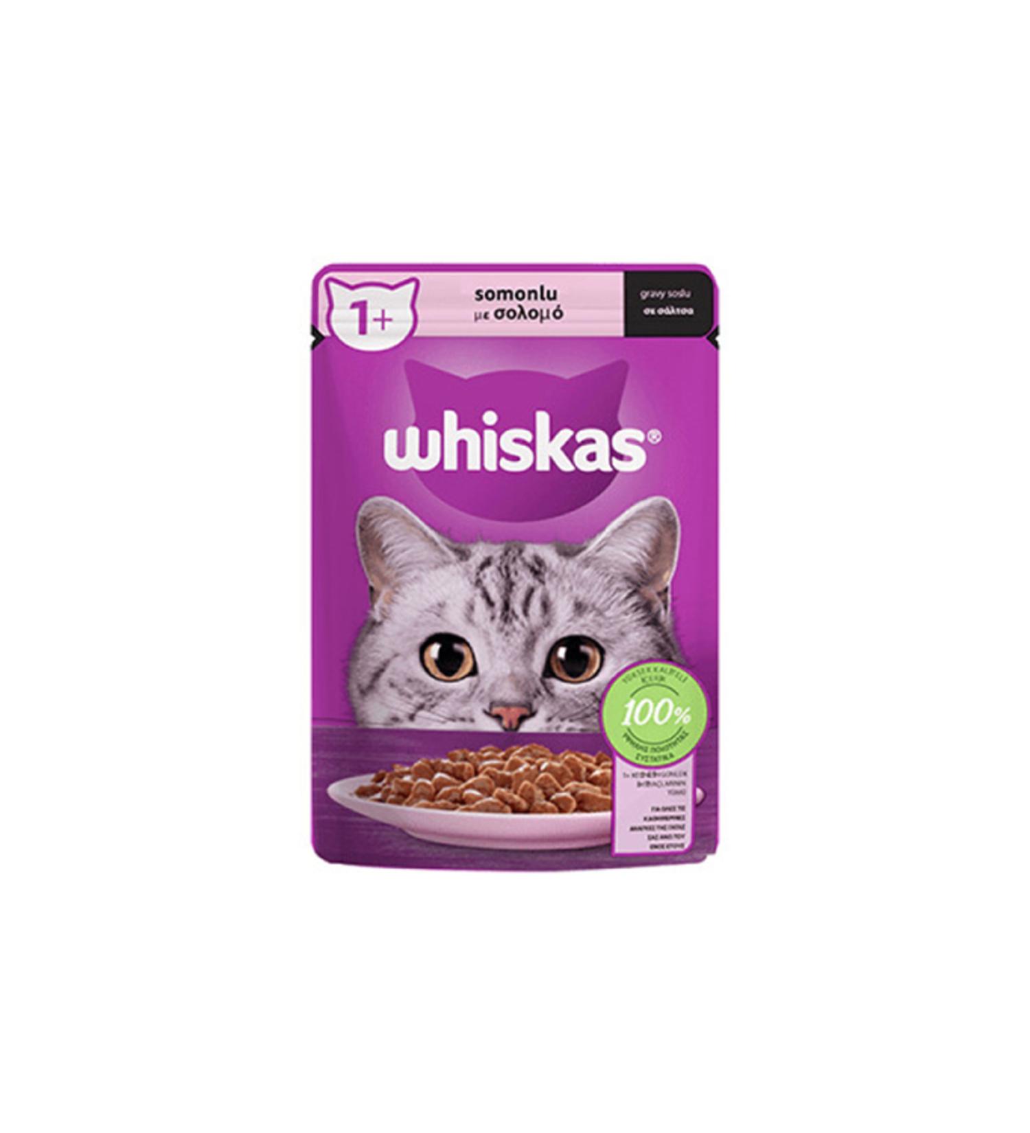 Whiskas Pouch Adult Cat Canned Food with Salmon in Sauce 12 Pieces 85 gr