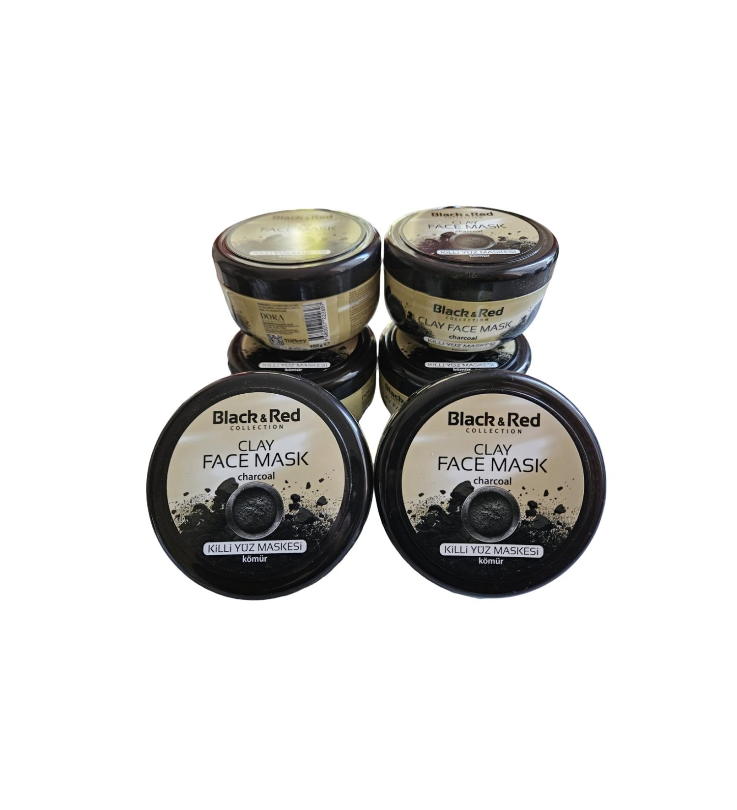 Black Red Clay Face Mask with Charcoal Extract (6 Pieces)