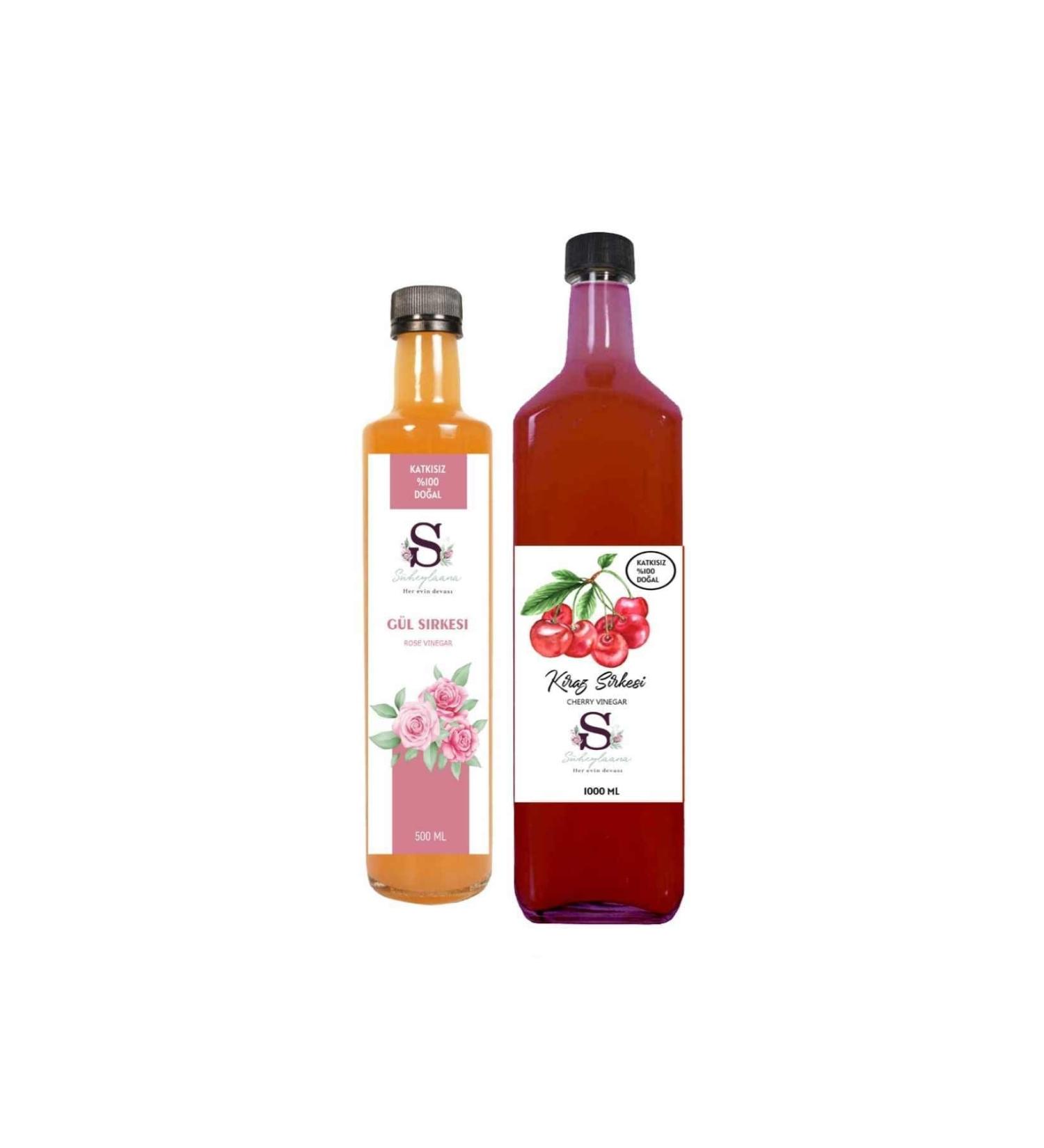 Suheylaana Natural Rose Vinegar 500 Ml - Natural Cherry Vinegar 1000 Ml