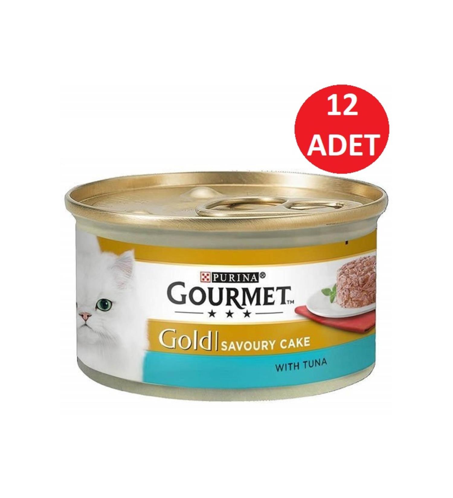 Gourmet Gold Savory Cake Tuna Cat Canned Food 12 Pieces 85 Gr Wet Food