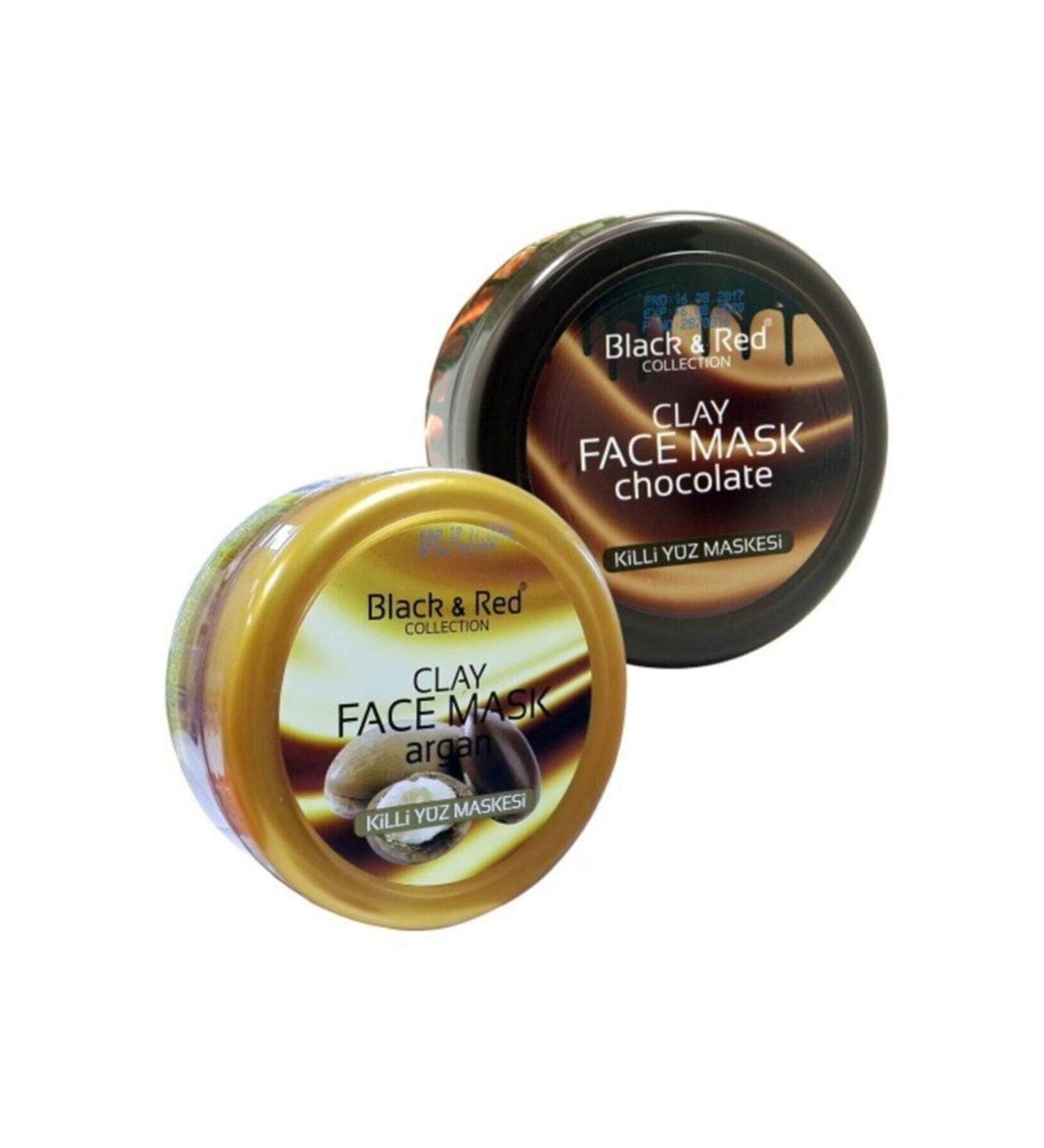 Black Red Chocolate Clay Face Cleansing Mask + Argan Oil Clay Face Mask 2 Pieces - Buy Online on GoSupps.com