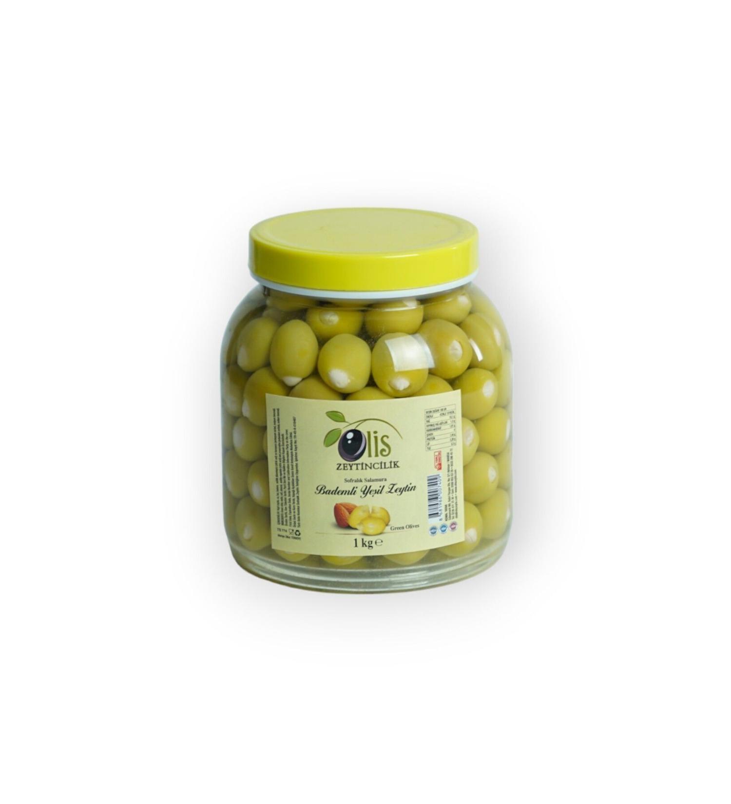 Olis Olives Almond Stuffed Green Olives - Drained Weight 1 Kg