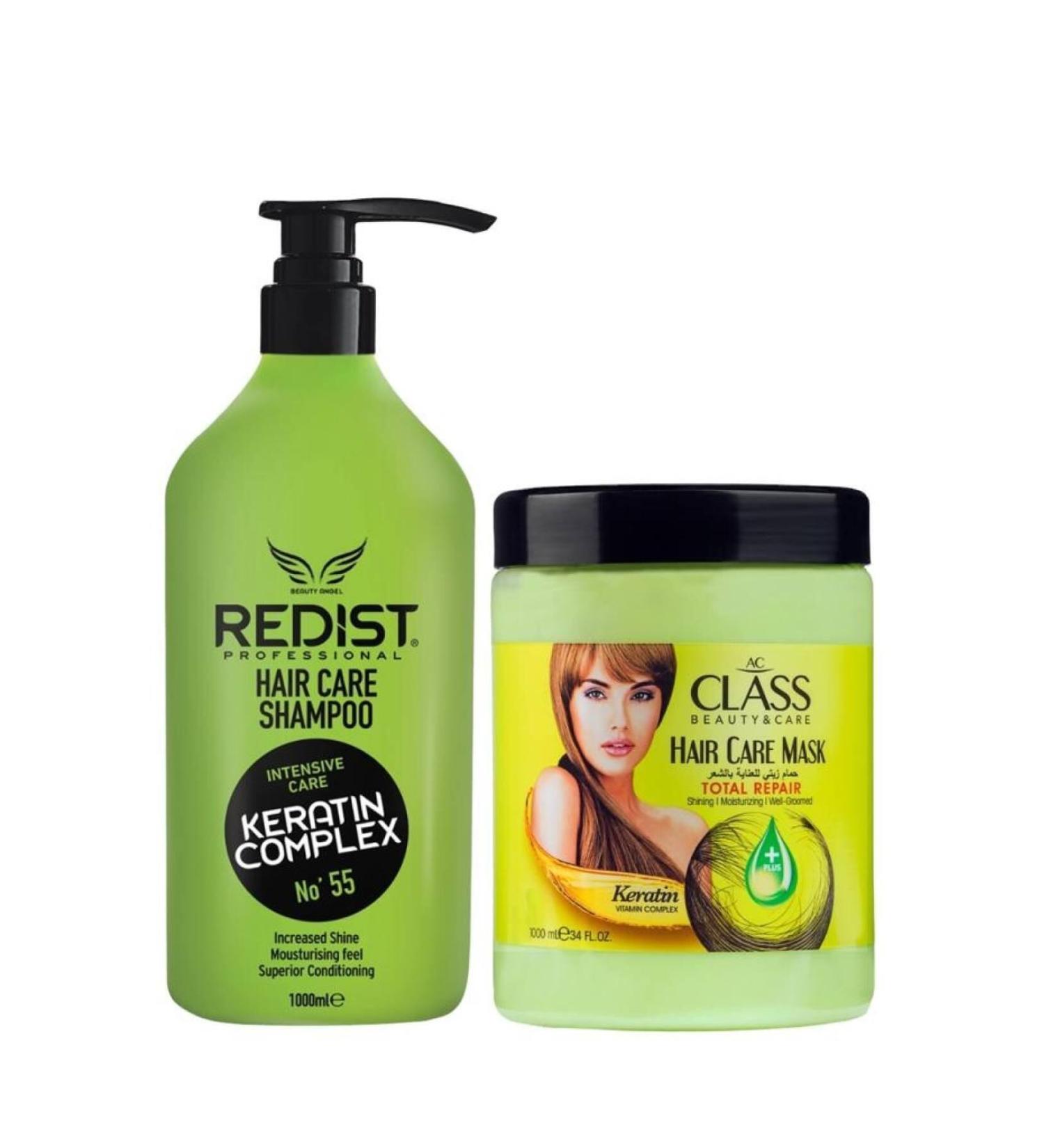 Redist Keratin Hair Care Shampoo 1000ml + Ac Class Hair Mask Keratin 1000ml