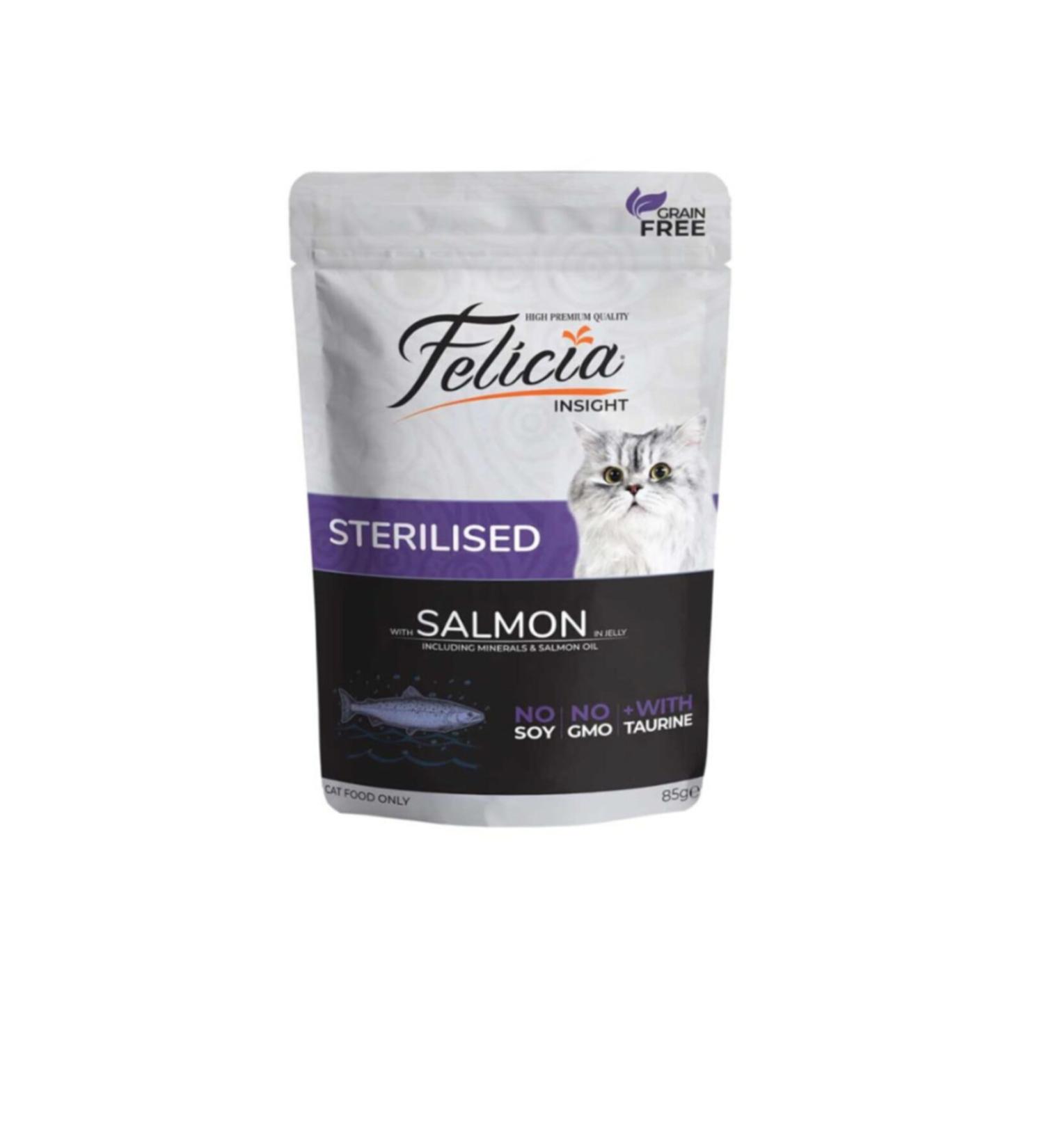 Felicia Pouch Salmon Sterilized Neutered Cat Cons. Food 85 gr X 12 Pieces