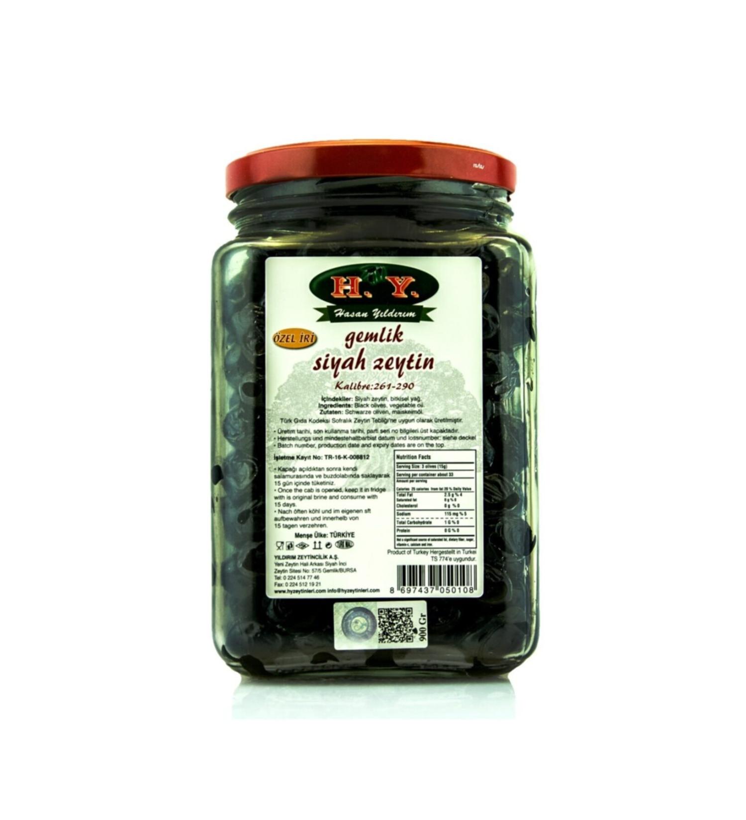 Hakan Y ld r m Less Salty Hy Olive 231-290 900 Gr. Glass Jar