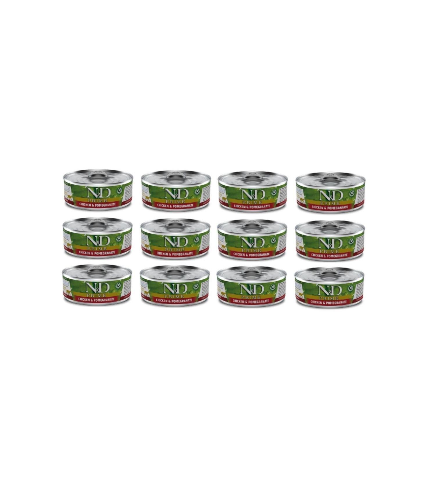 & D Neo Pet Market Nd Prime Grain-Free Chicken Pomegranate Adult Cat Wet Food 80 Gr X 12 Pieces