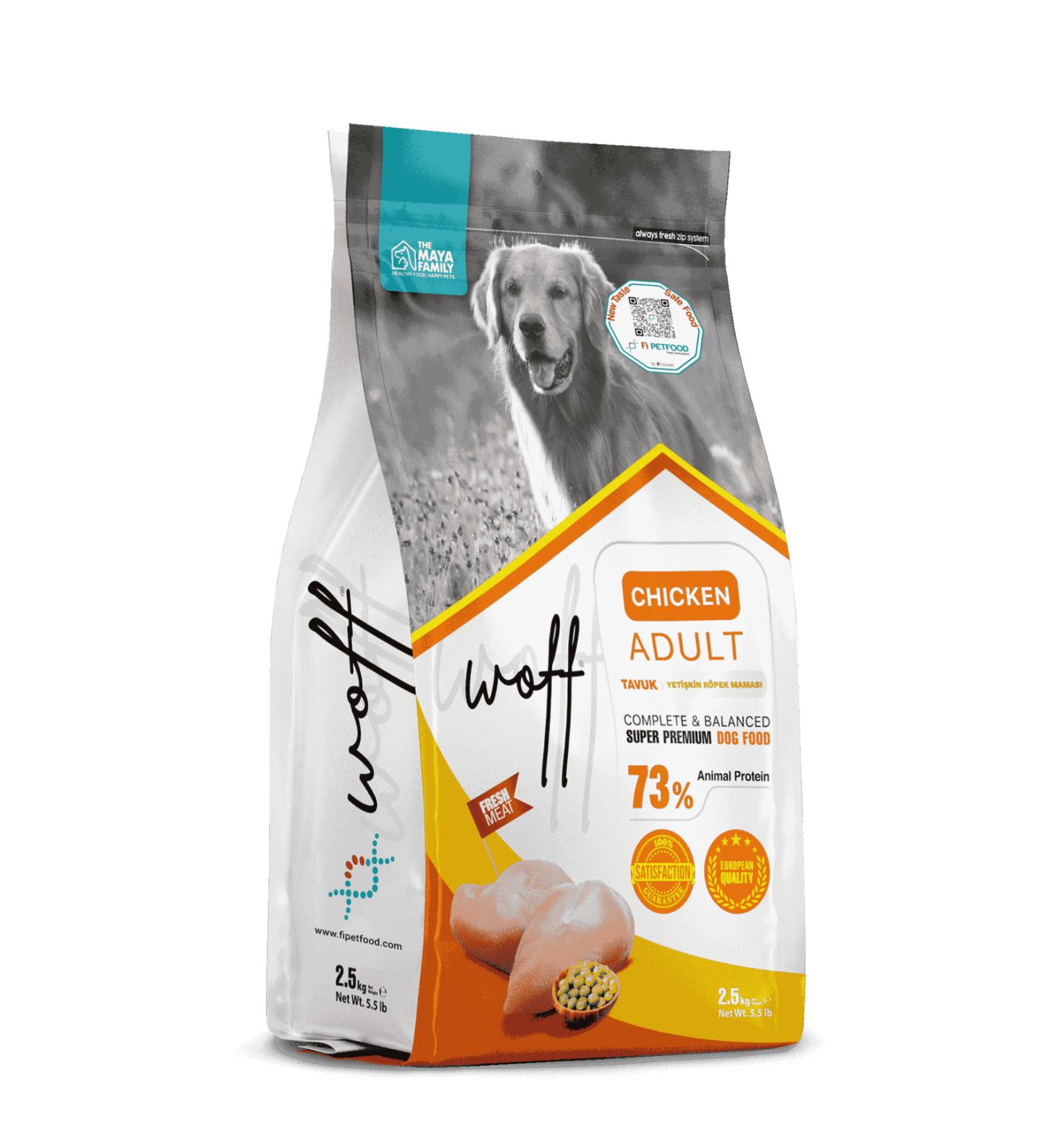WOFF PETLOVEBOUTIQUE CHICKEN ADULT 2.5KG LOW GRAIN PREMIUM DOG FOOD FOR ALL BREEDS