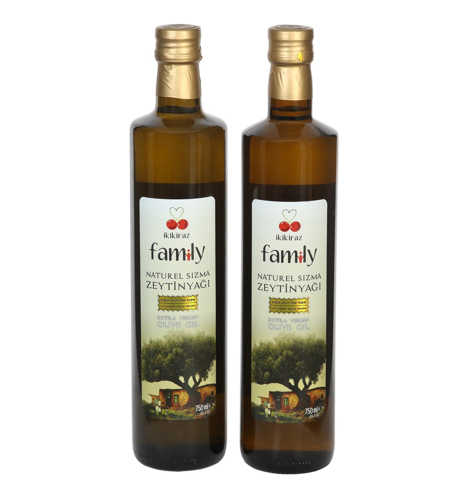 ikikiraz family Natural Extra Virgin Olive Oil 750 ml Dorika Glass Bottle X 2 Pack